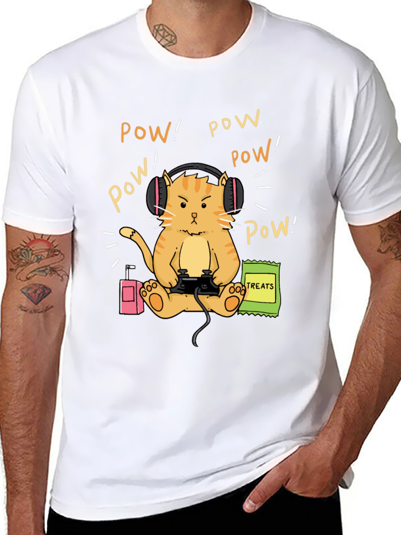 Gamer Cat T-Shirt - Funny Orange Tabby Design