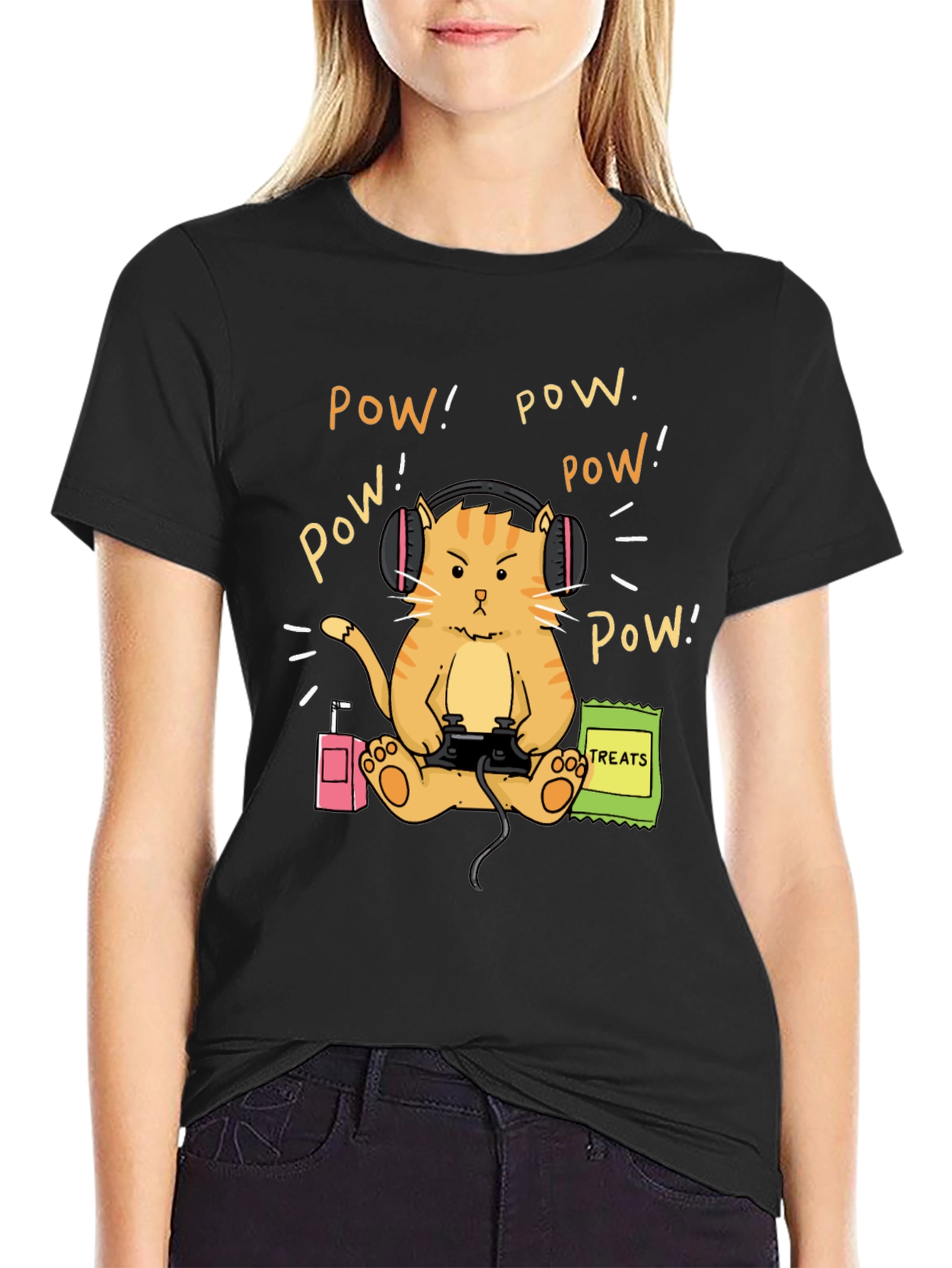 Gamer Cat T-Shirt - Funny Orange Tabby Design