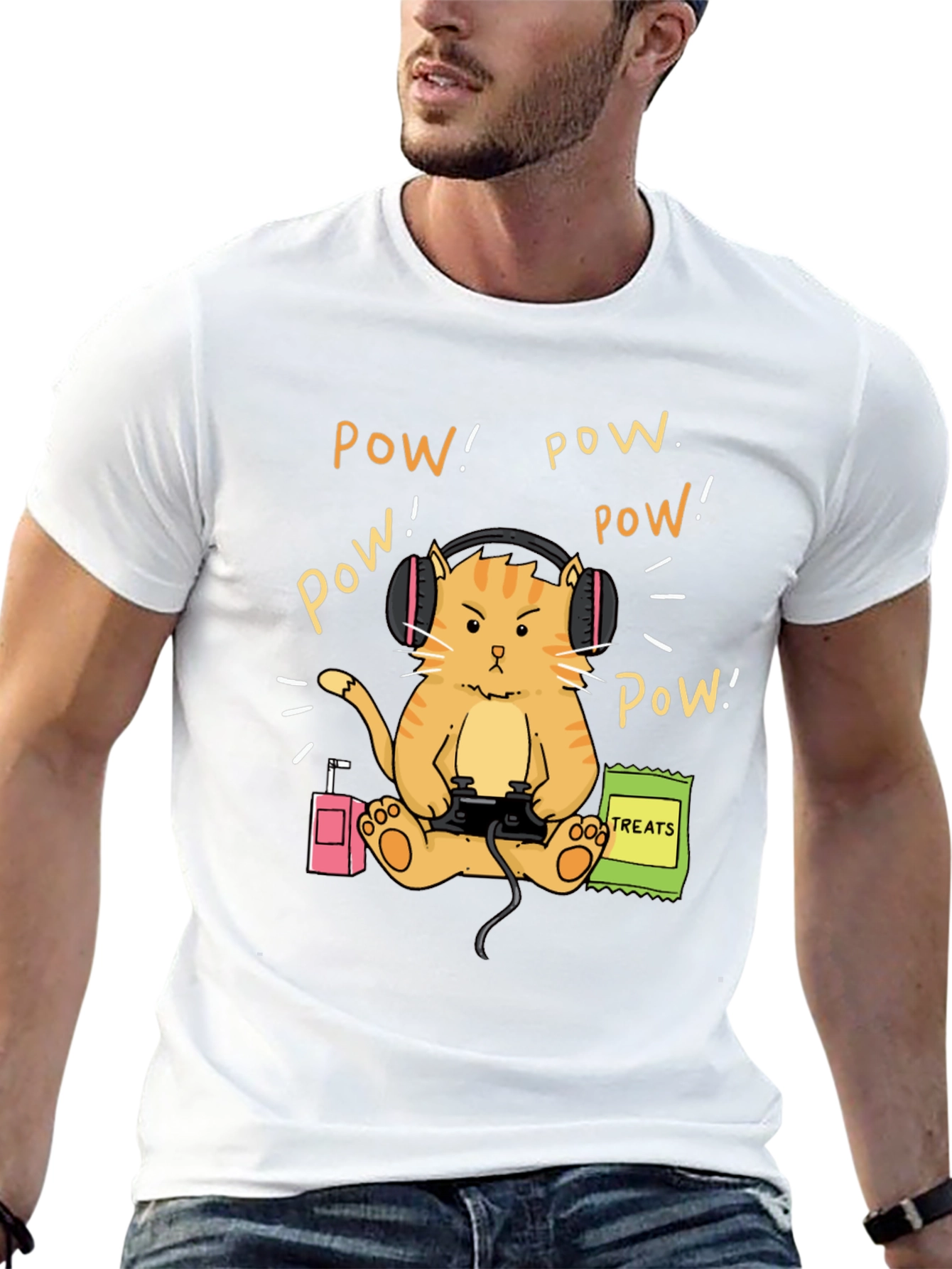 Gamer Cat T-Shirt - Funny Orange Tabby Design