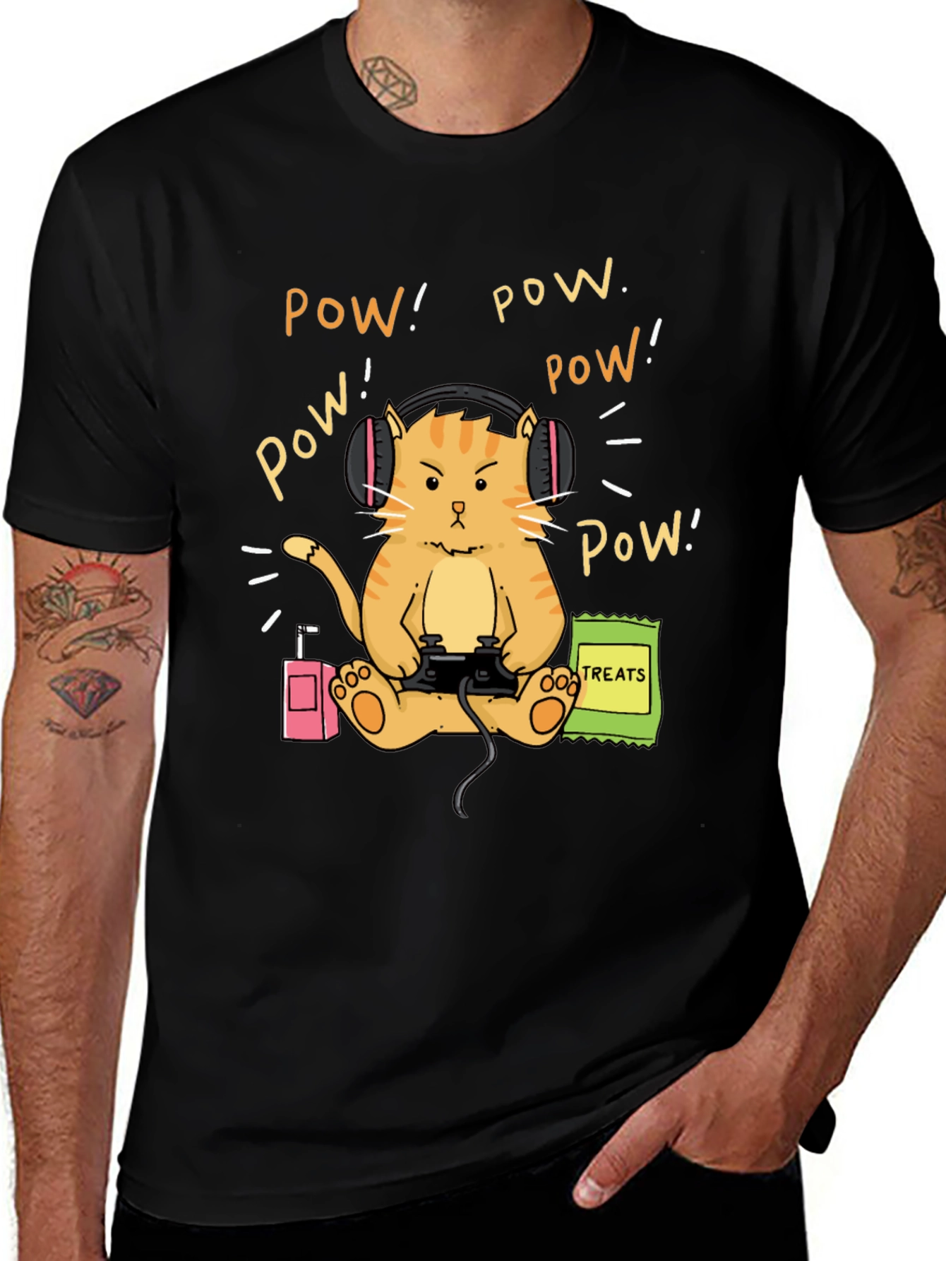 Gamer Cat T-Shirt - Funny Orange Tabby Design