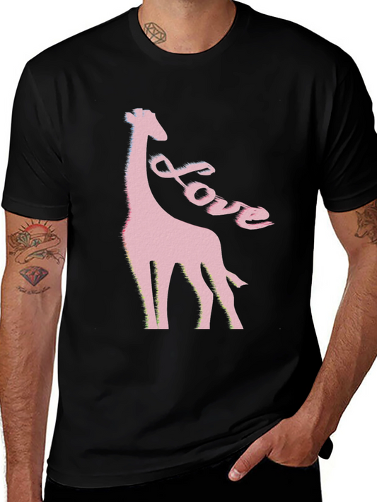 Giraffe Love Black T-Shirt