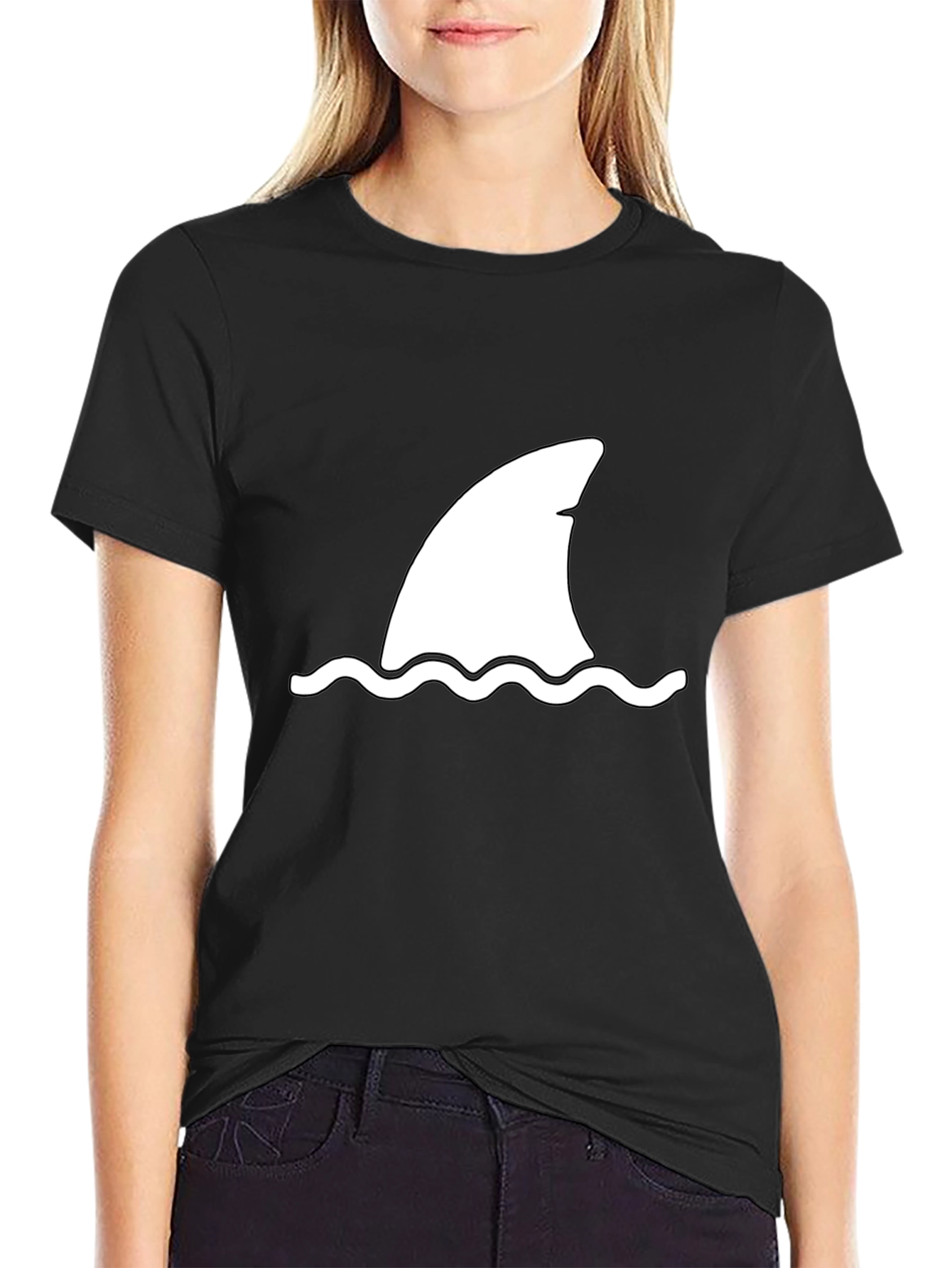 Shark Fin Graphic T-Shirt - Black