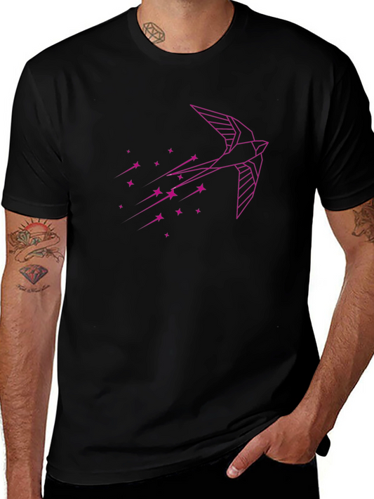 Geometric Bird Graphic Tee - Stylish Black T-Shirt