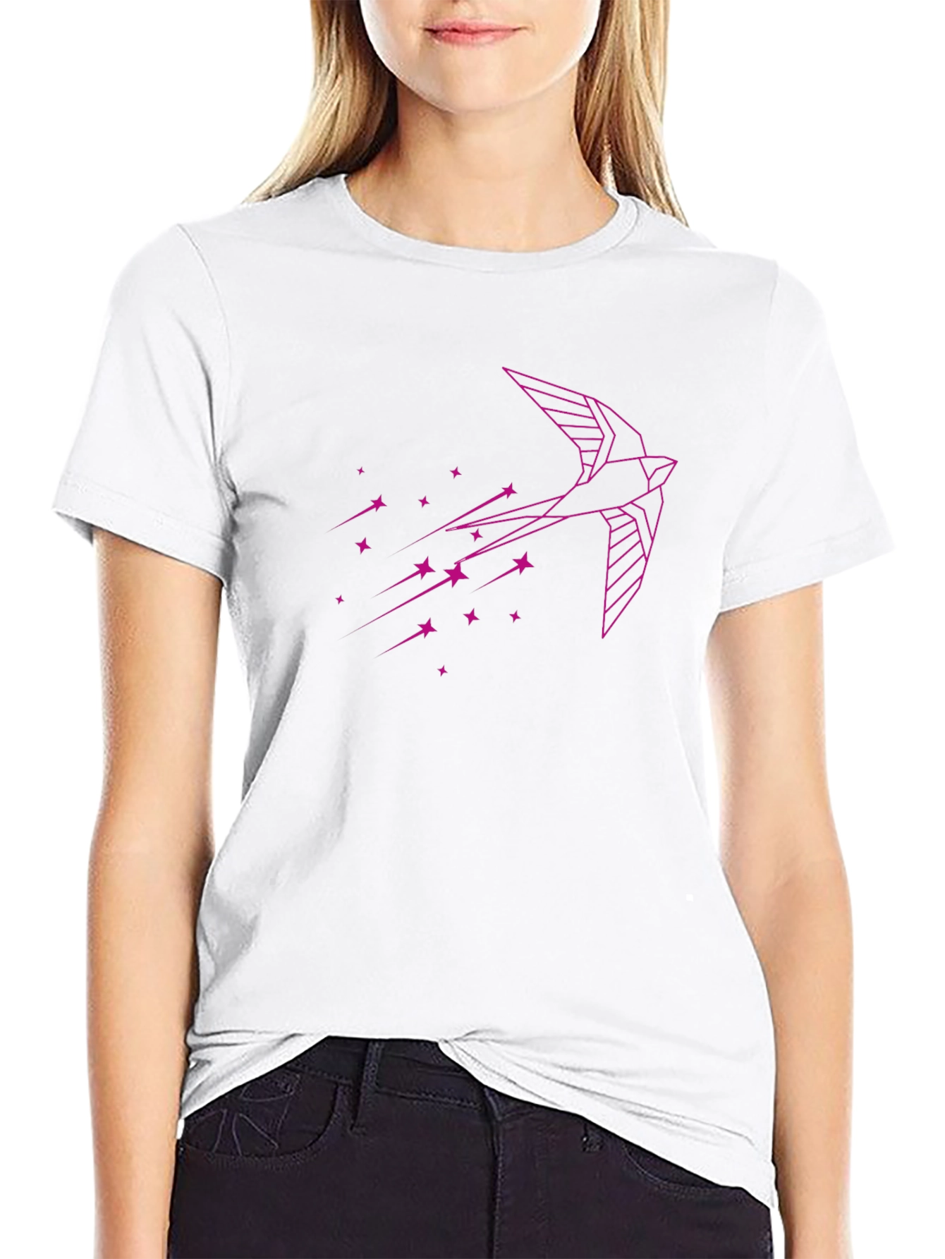 Geometric Bird Graphic Tee - Stylish Black T-Shirt
