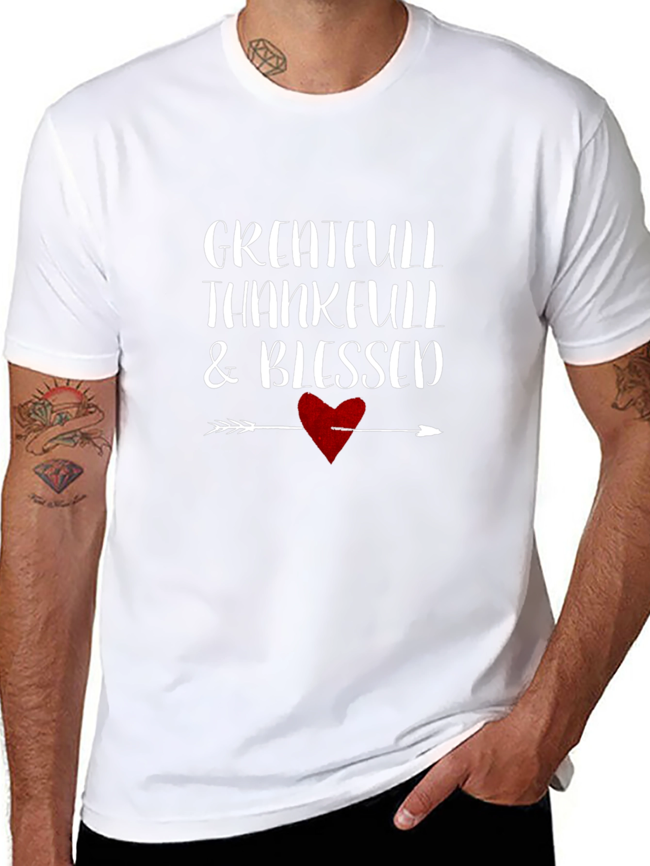 Grateful Thankful Blessed Arrow Heart T-Shirt