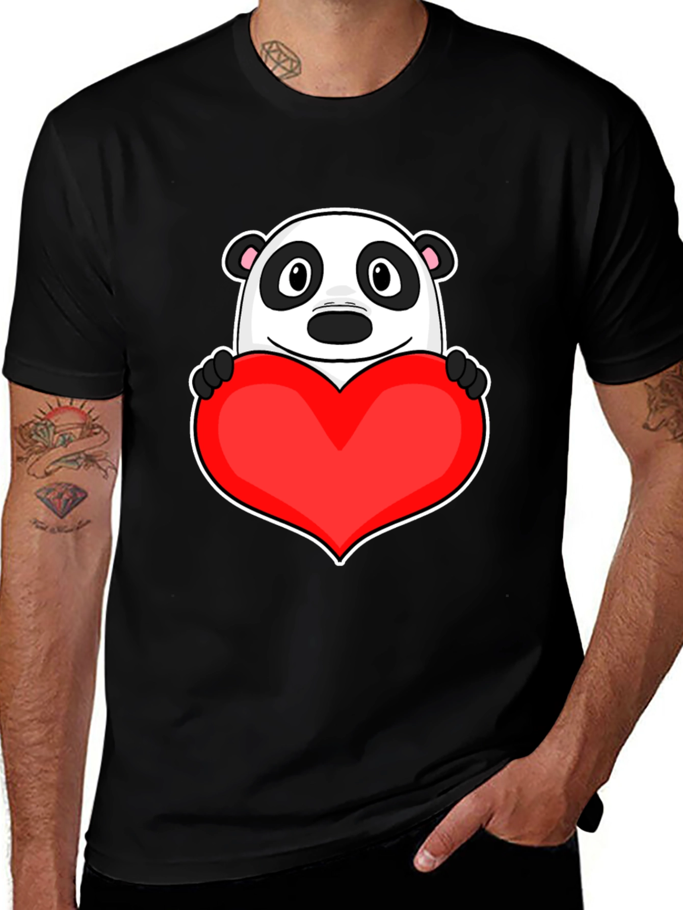 Cute Panda Heart Graphic T-Shirt - Love Bear Tee