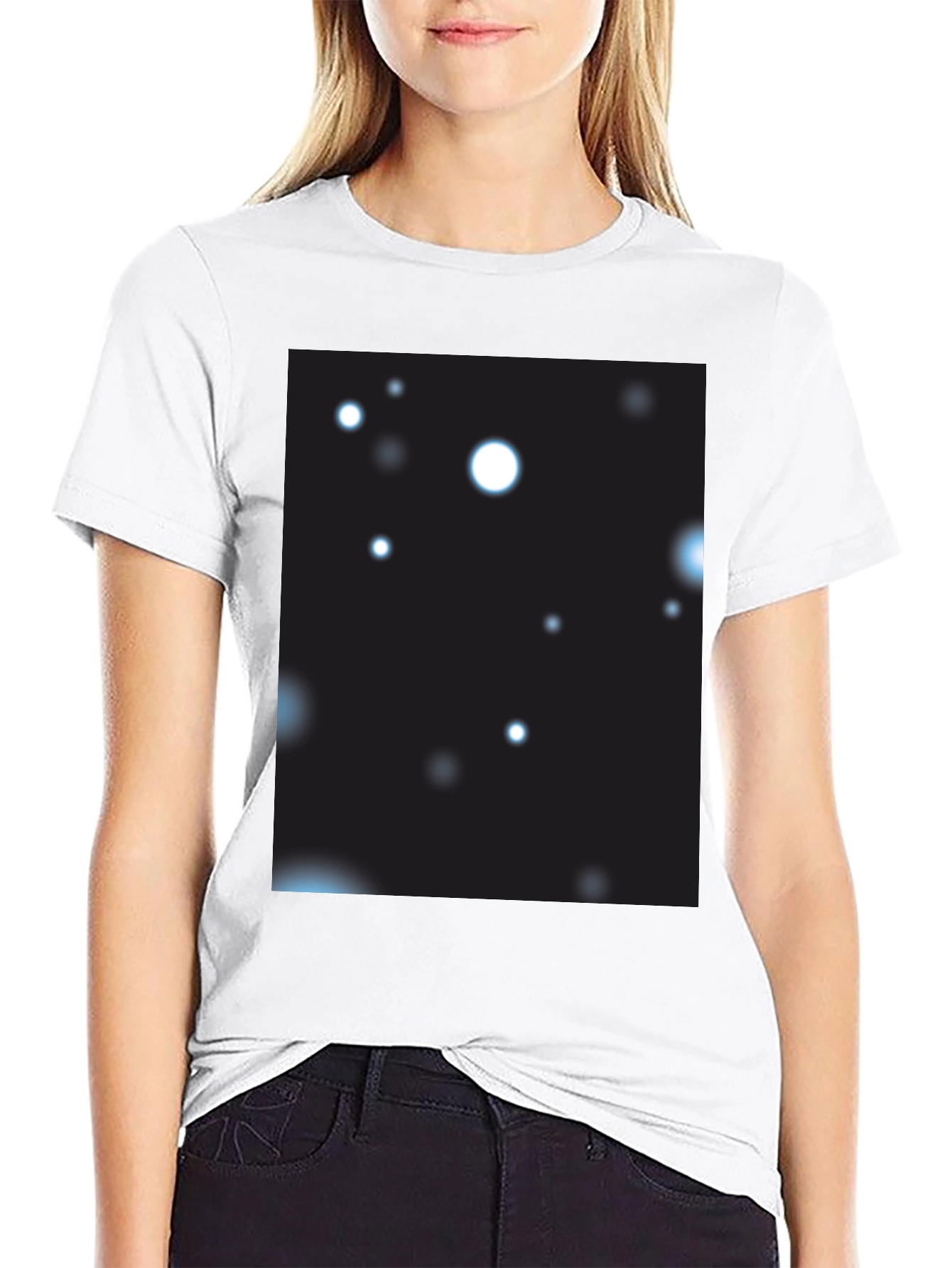 Black T-Shirt with Abstract Celestial Print