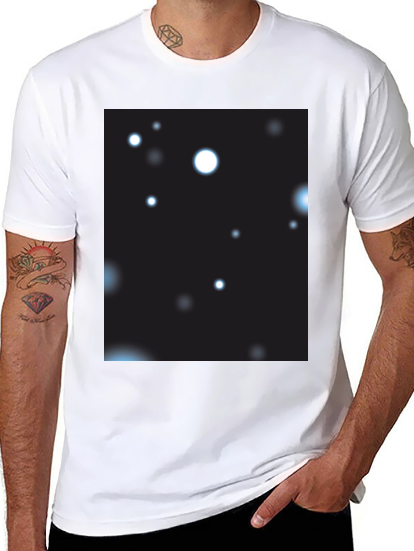 Black T-Shirt with Abstract Celestial Print