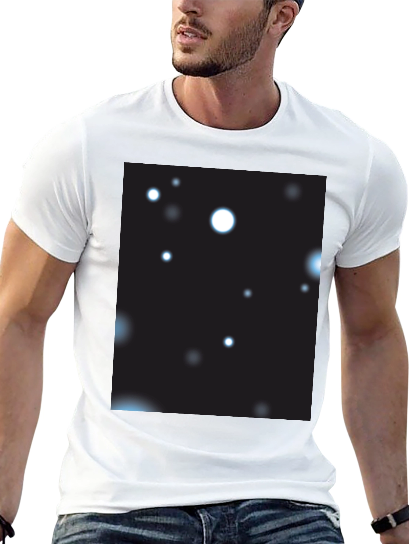 Black T-Shirt with Abstract Celestial Print