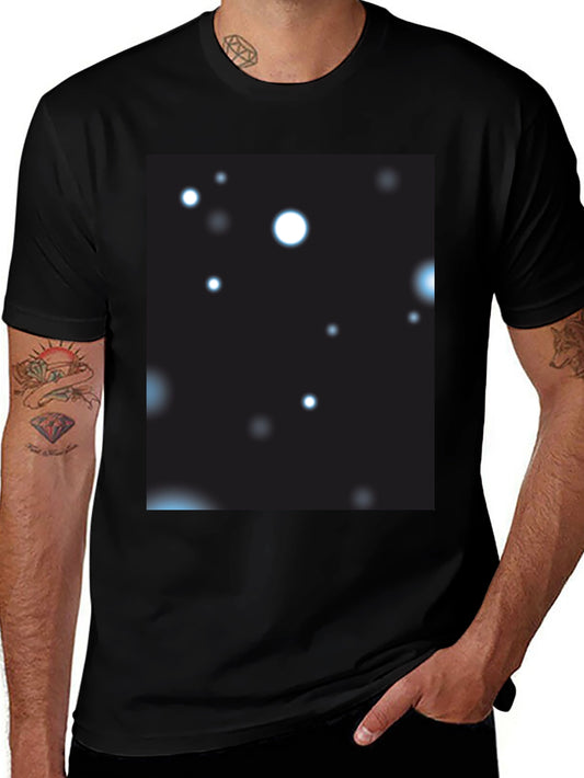 Black T-Shirt with Abstract Celestial Print