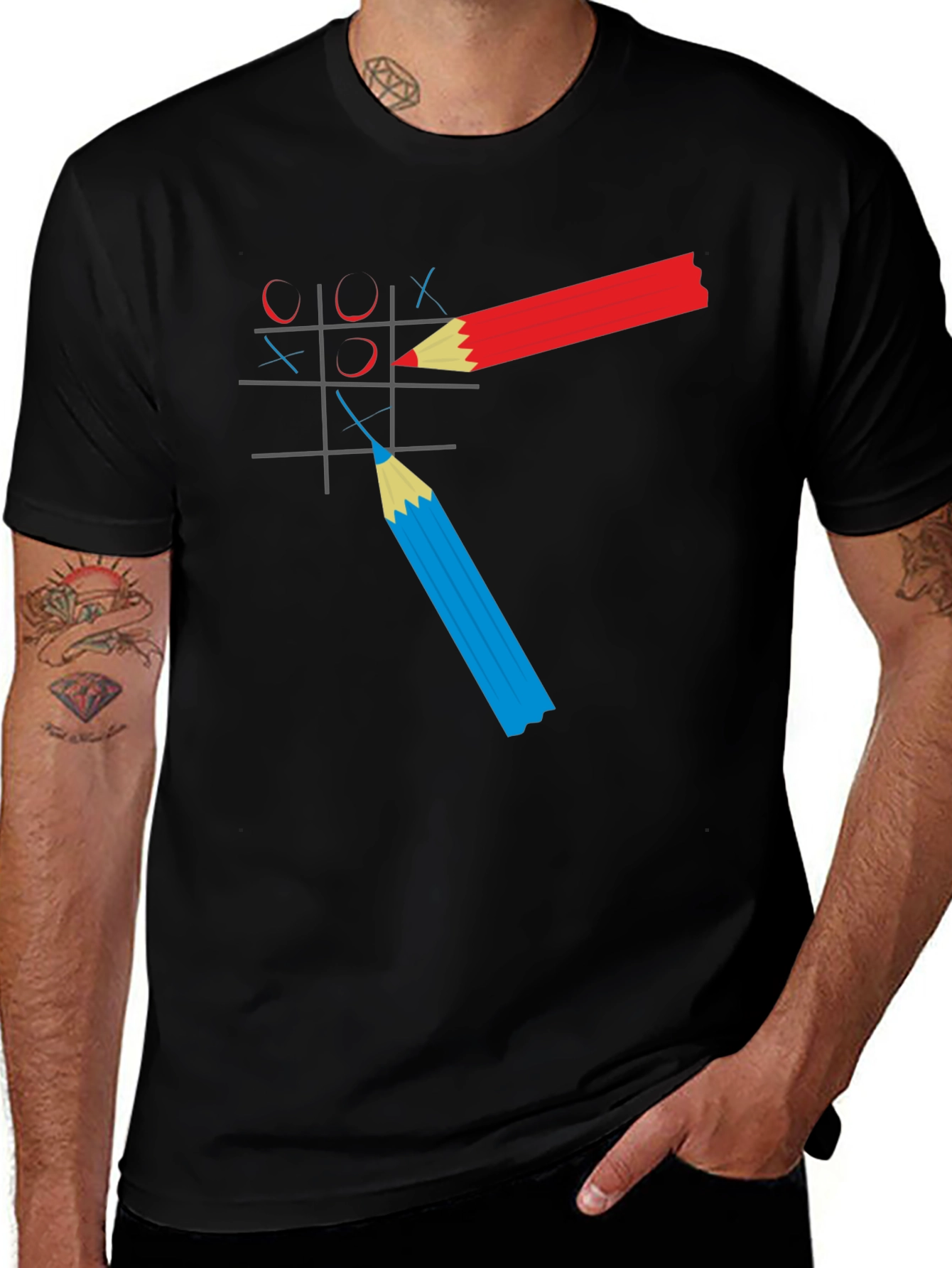 Tic-Tac-Toe Graphic Tee - Pencil Game T-Shirt