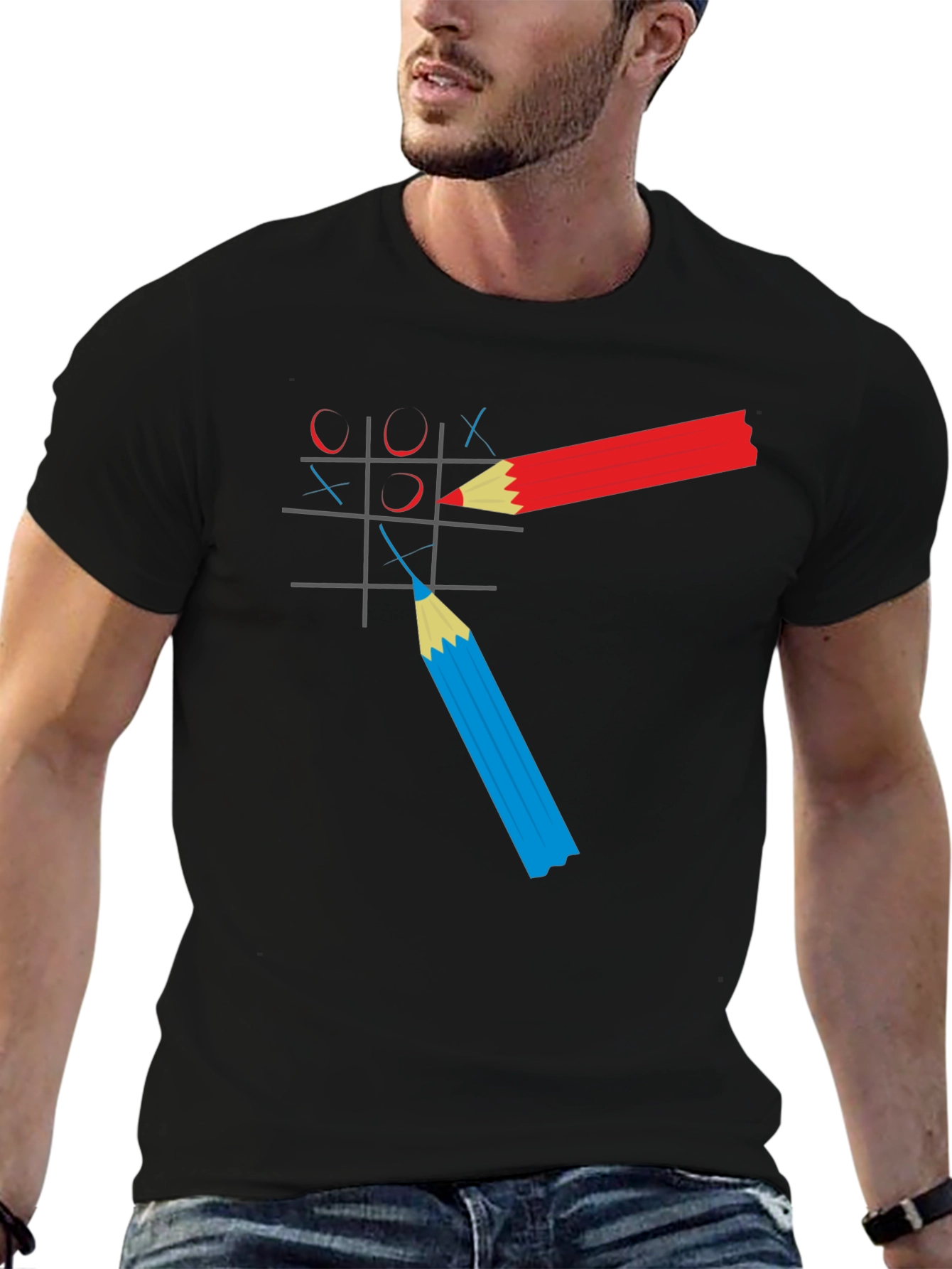 Tic-Tac-Toe Graphic Tee - Pencil Game T-Shirt