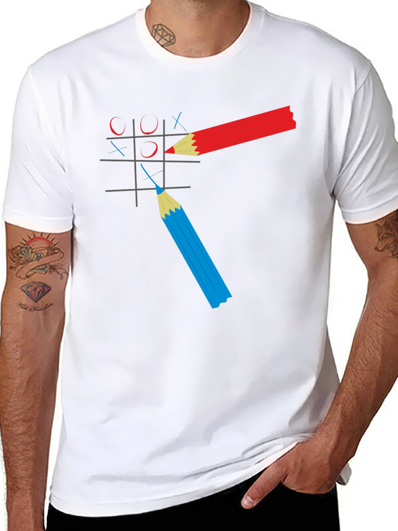 Tic-Tac-Toe Graphic Tee - Pencil Game T-Shirt