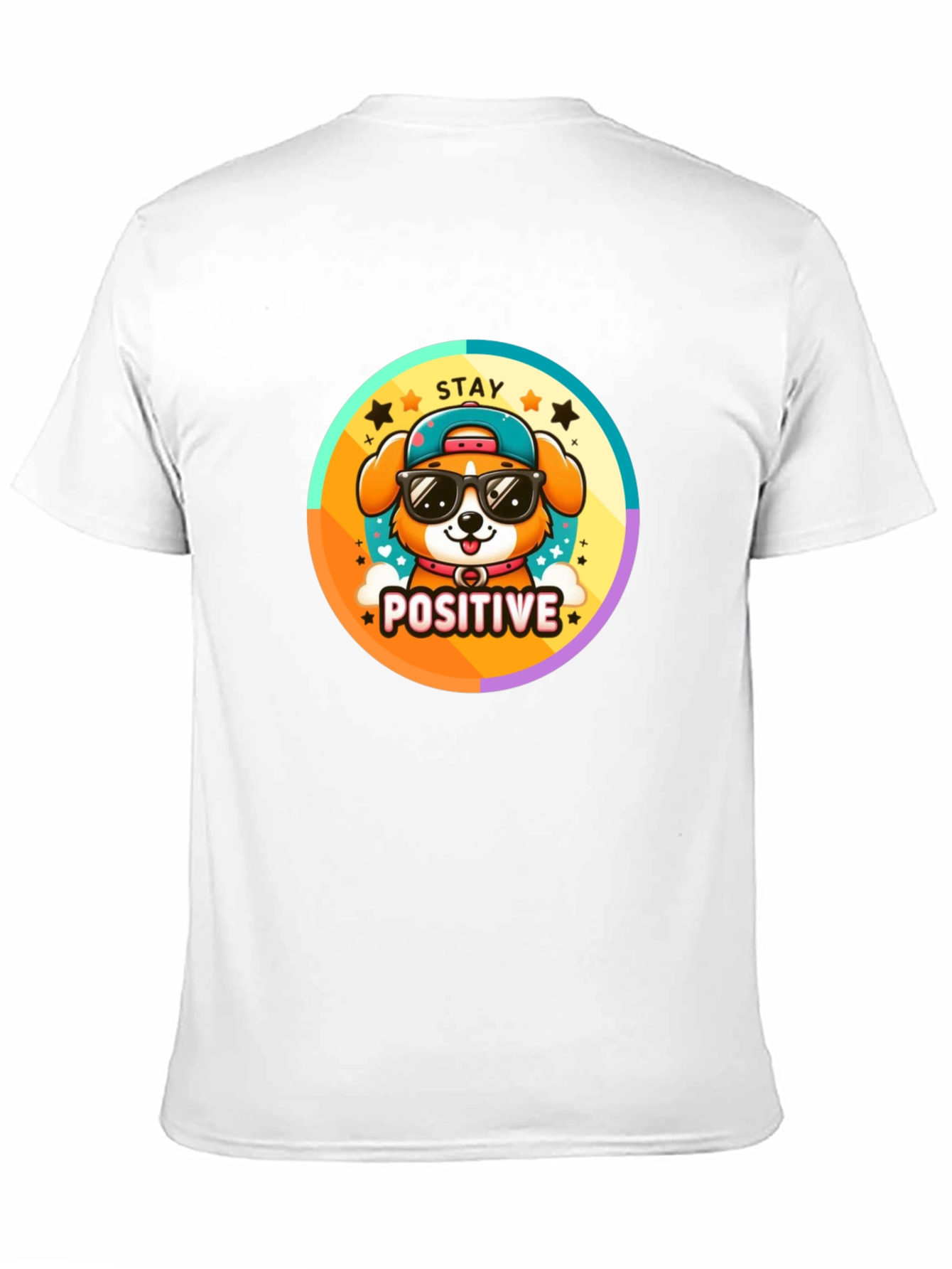 Stay Positive Dog T-Shirt - Trendy Cartoon Style