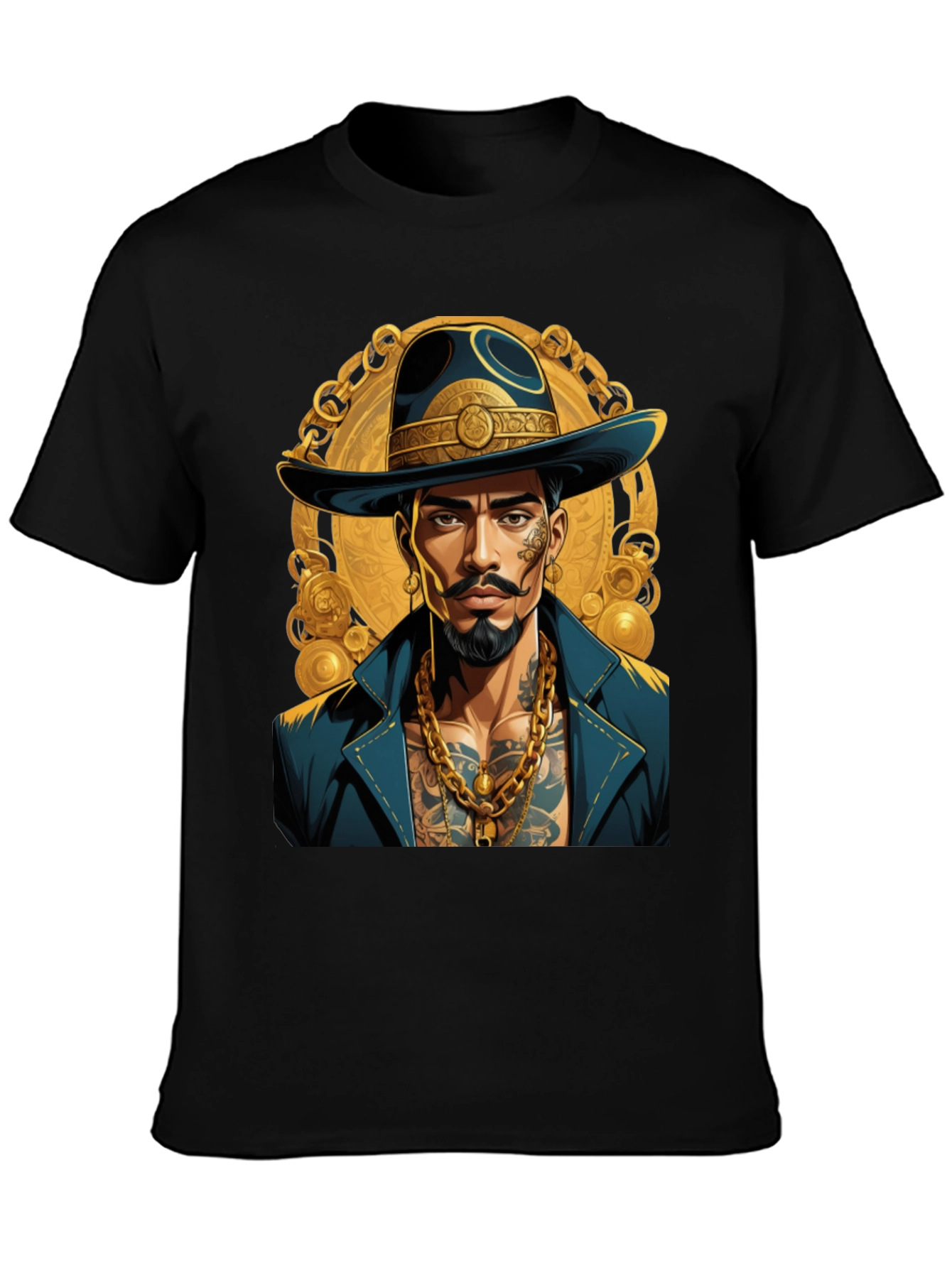 Black T-Shirt with Stylish Man Design