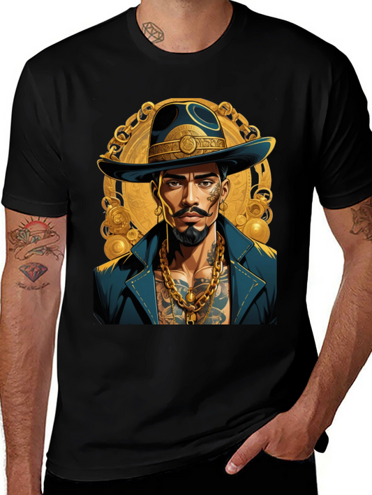 Black T-Shirt with Stylish Man Design