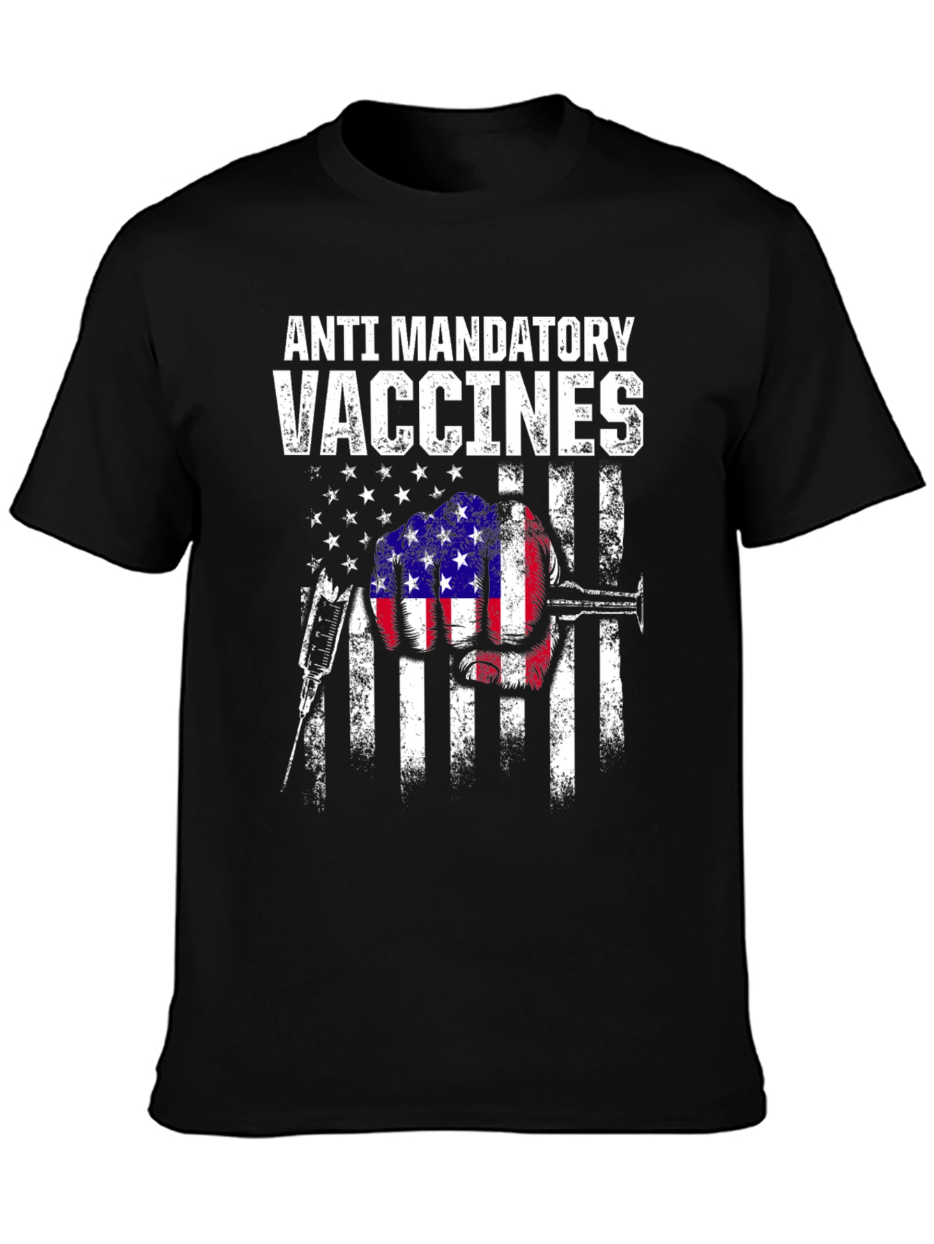 Anti Mandatory Vaccines T-Shirt Black Cotton