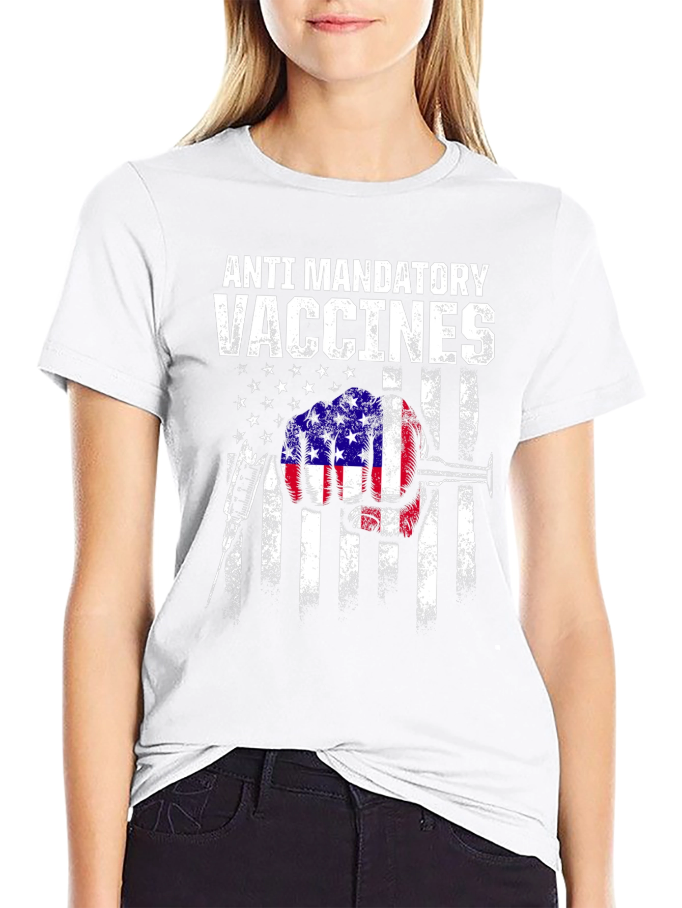 Anti Mandatory Vaccines T-Shirt Black Cotton