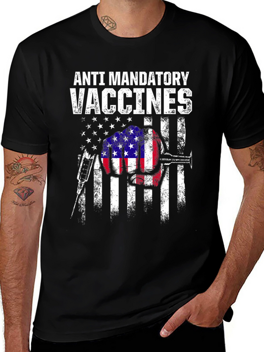 Anti Mandatory Vaccines T-Shirt Black Cotton