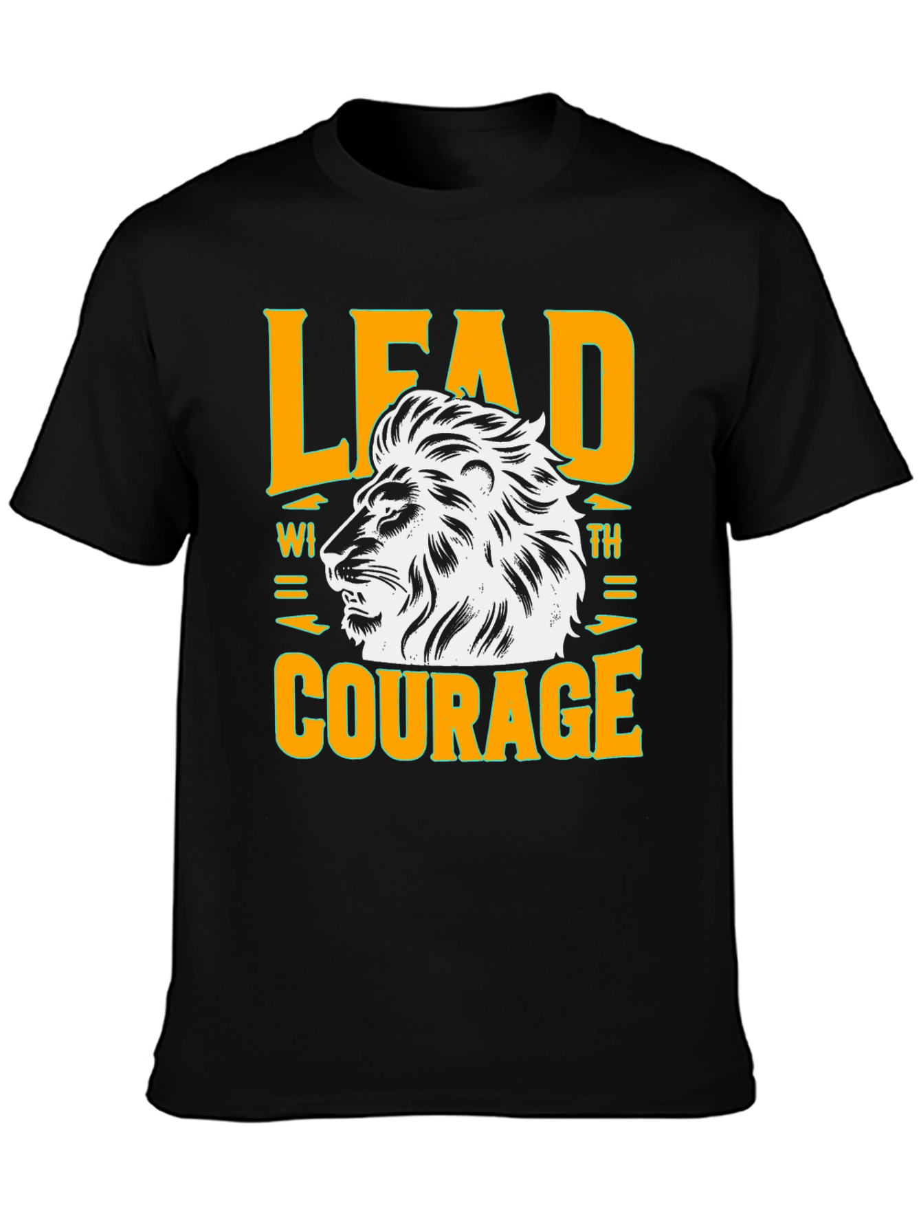 Lead with Courage Lion Graphic Black T-Shirt