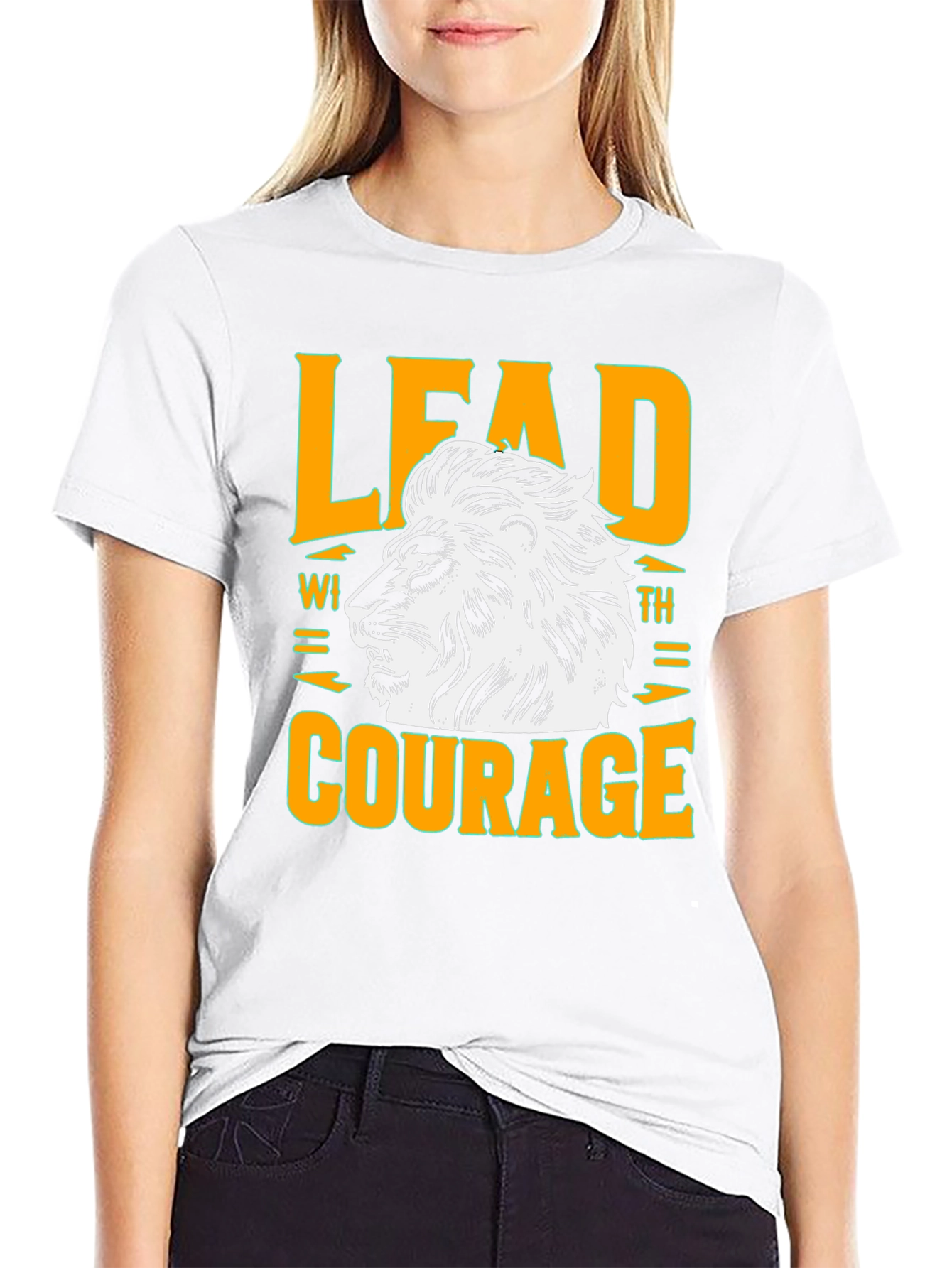 Lead with Courage Lion Graphic Black T-Shirt