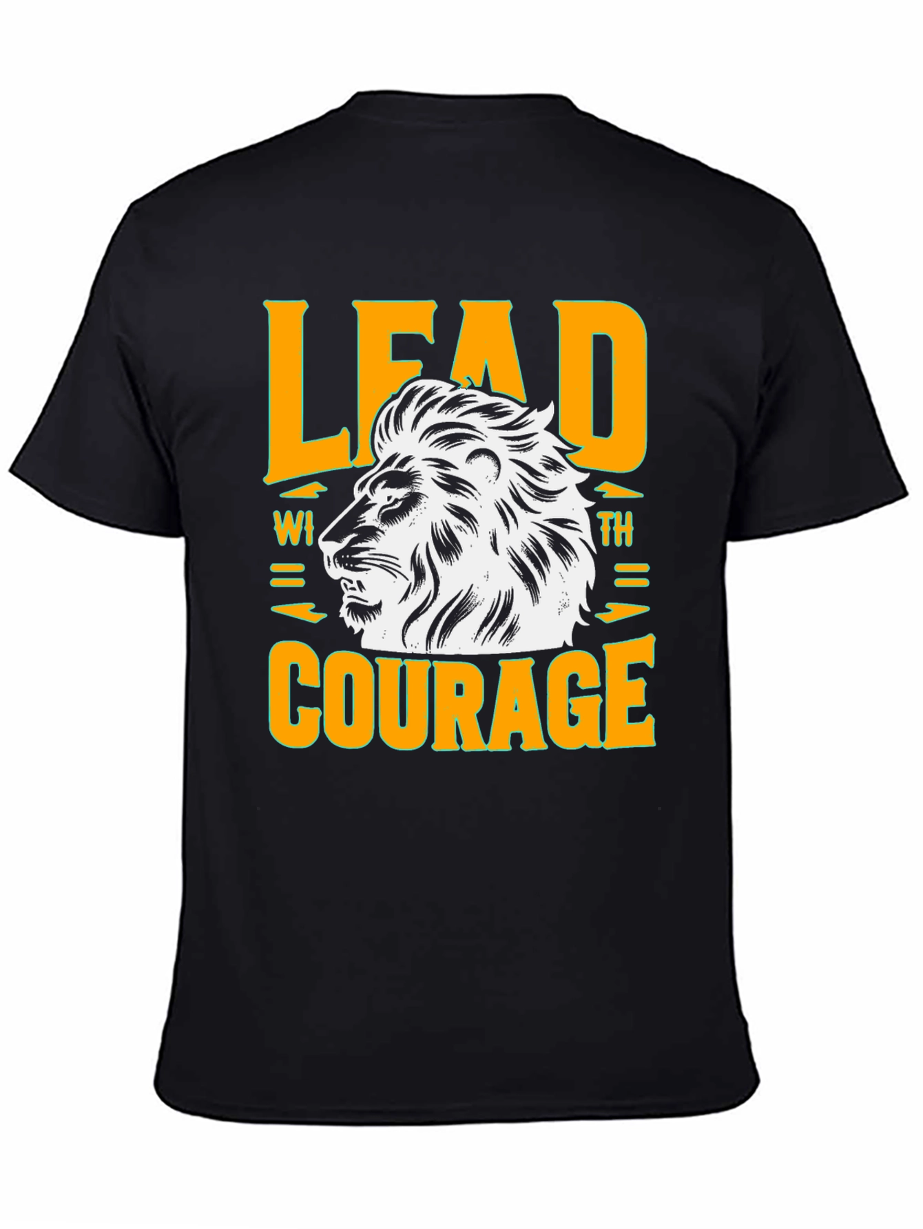 Lead with Courage Lion Graphic Black T-Shirt