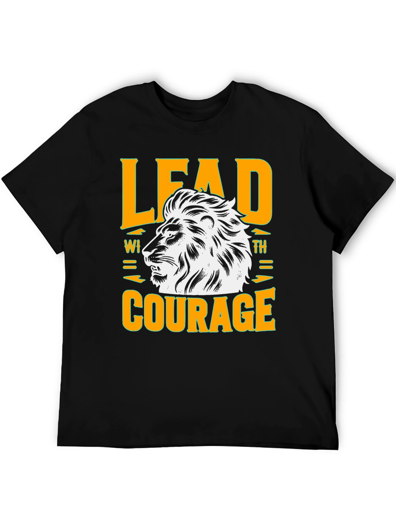 Lead with Courage Lion Graphic Black T-Shirt