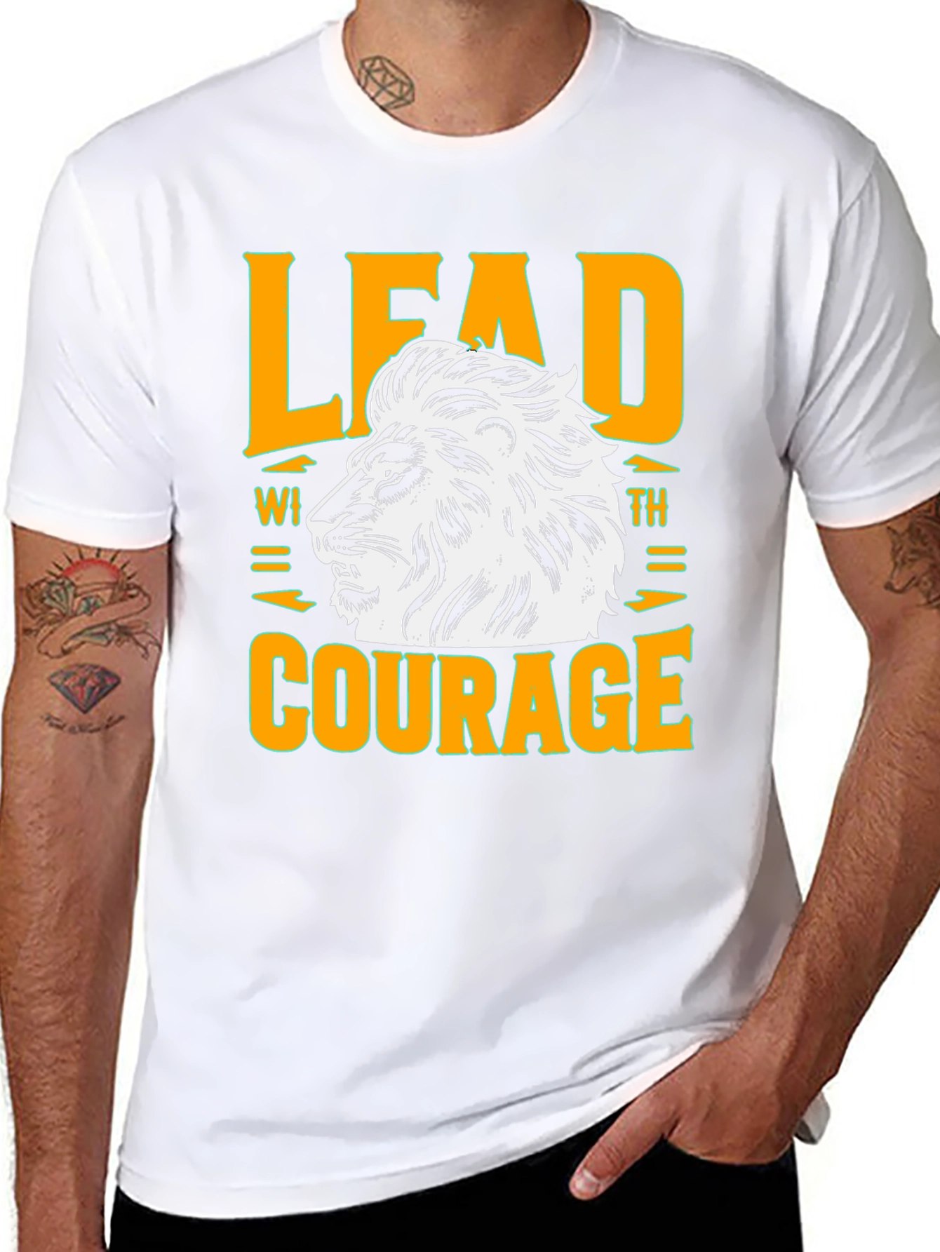 Lead with Courage Lion Graphic Black T-Shirt