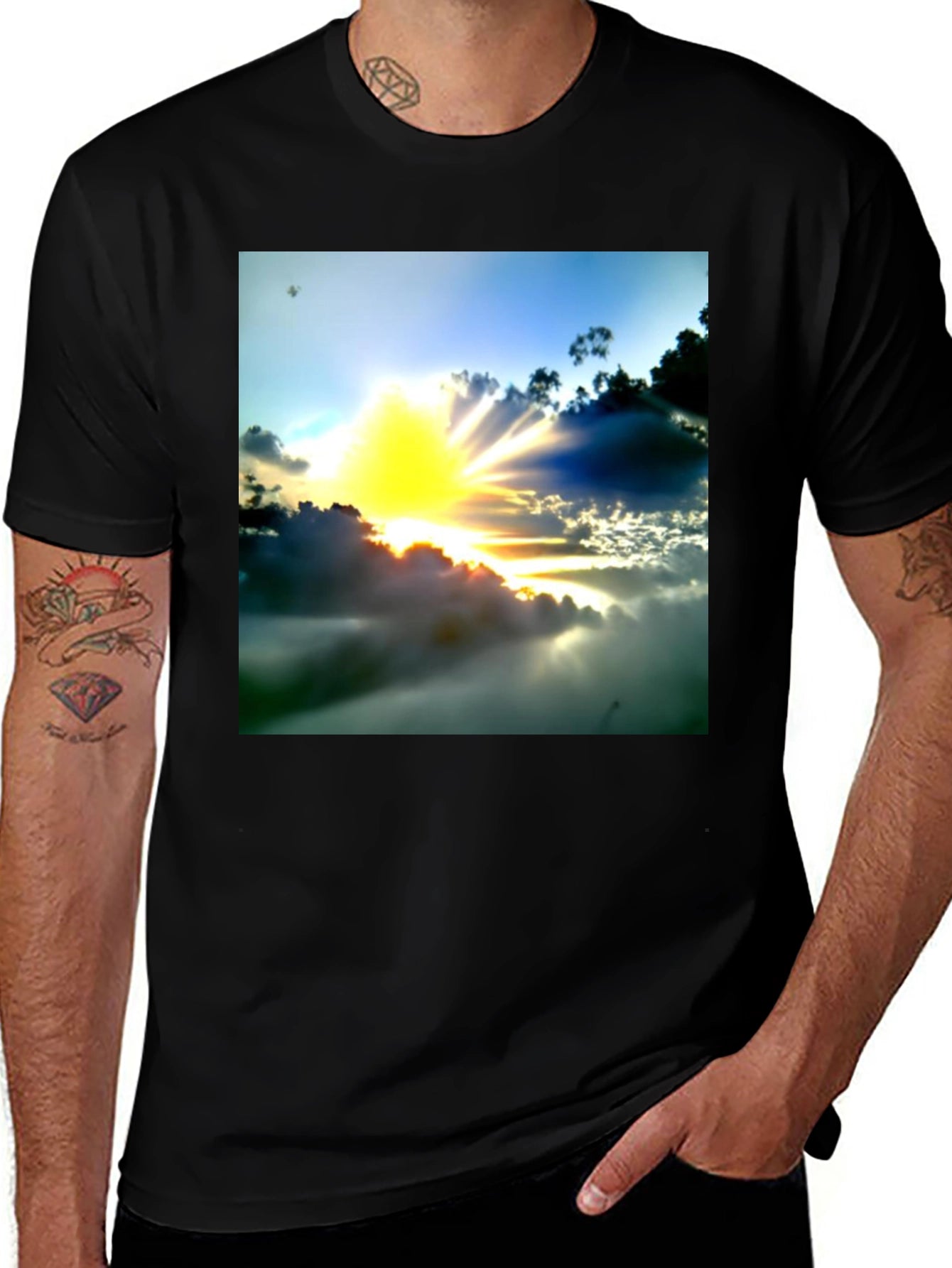 Sunrise Graphic Tee - Black Cotton Blend