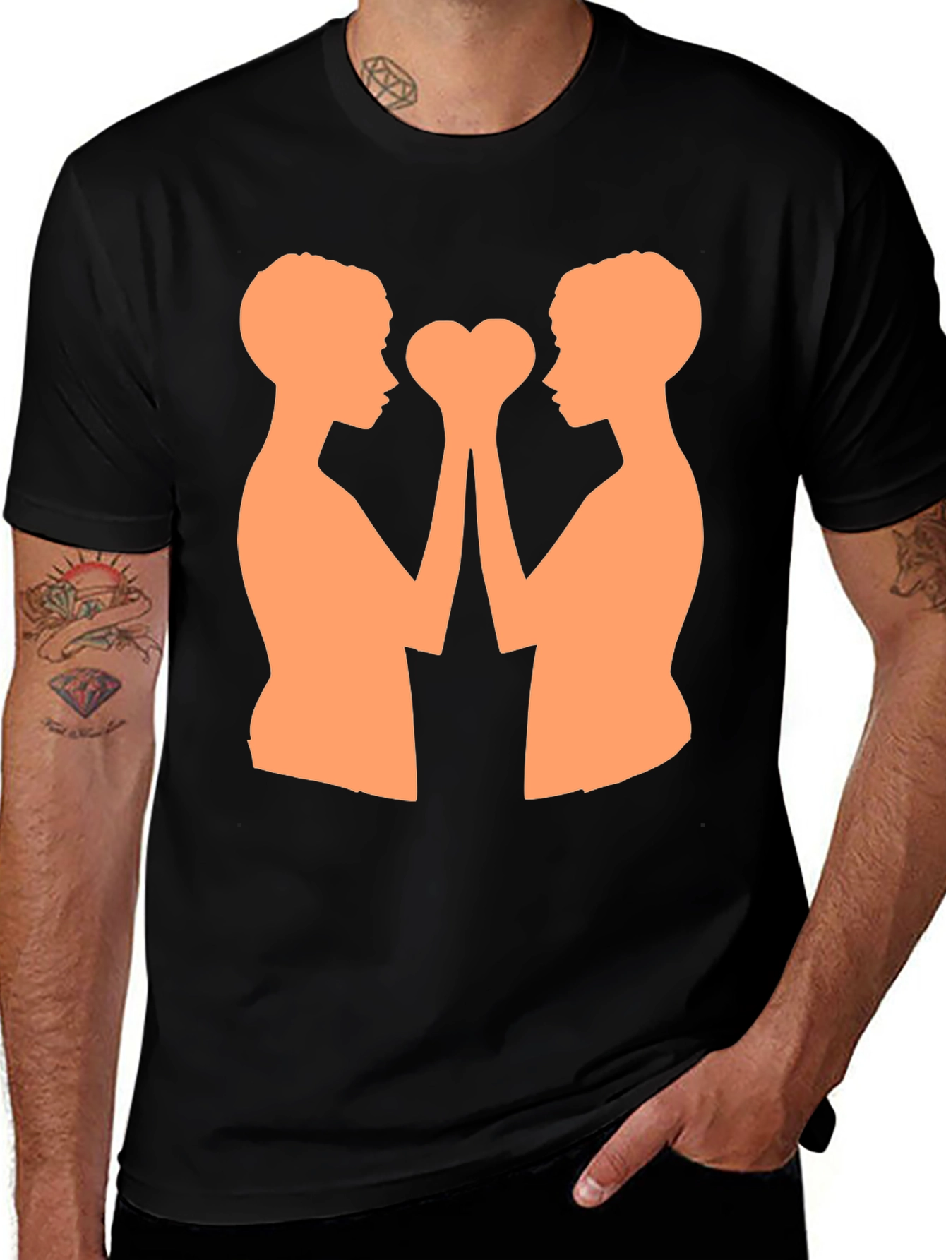 Heart Hands T-Shirt - Black Cotton Blend Graphic Tee