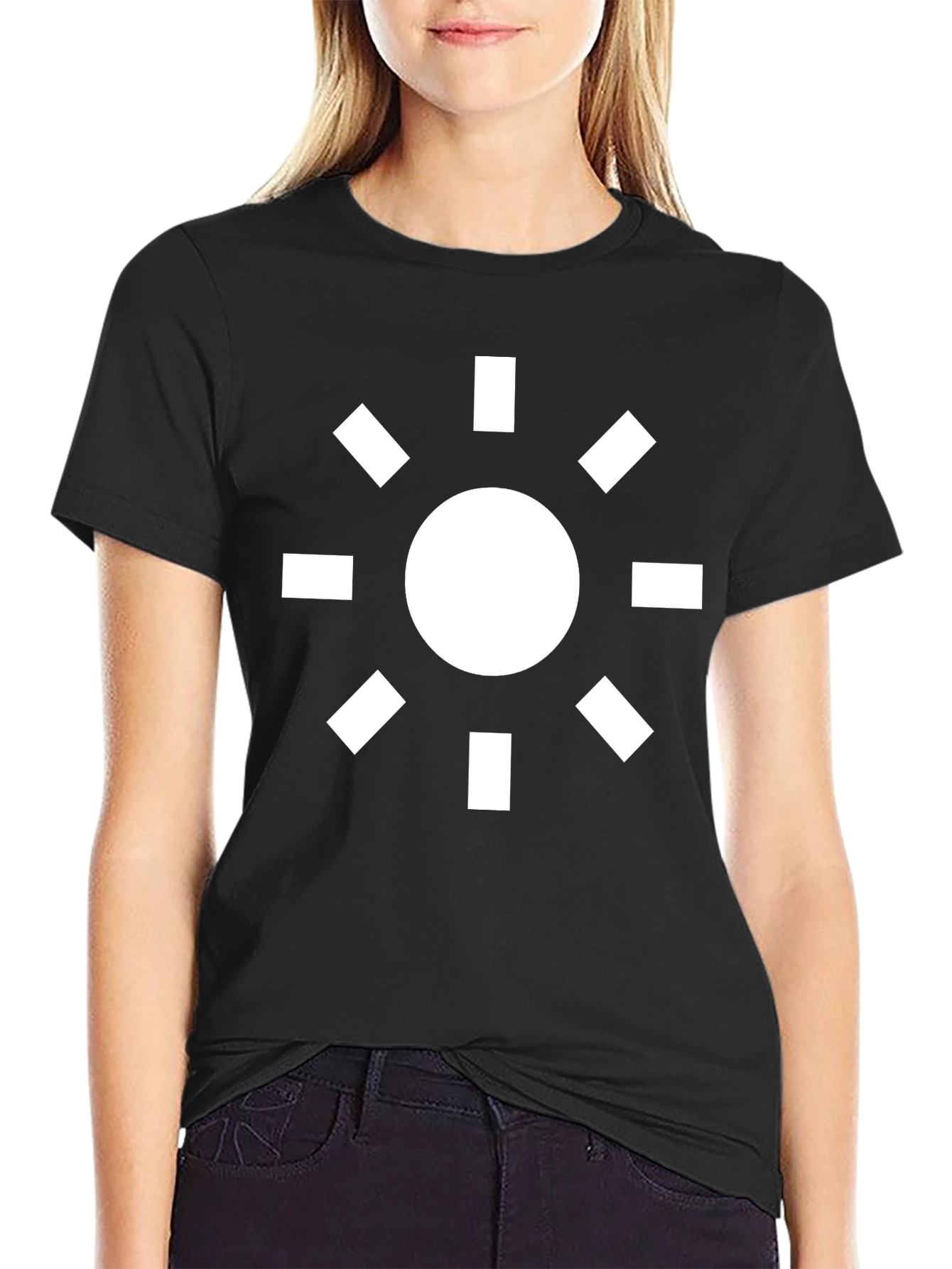 Geometric Sun Graphic Tee - Black