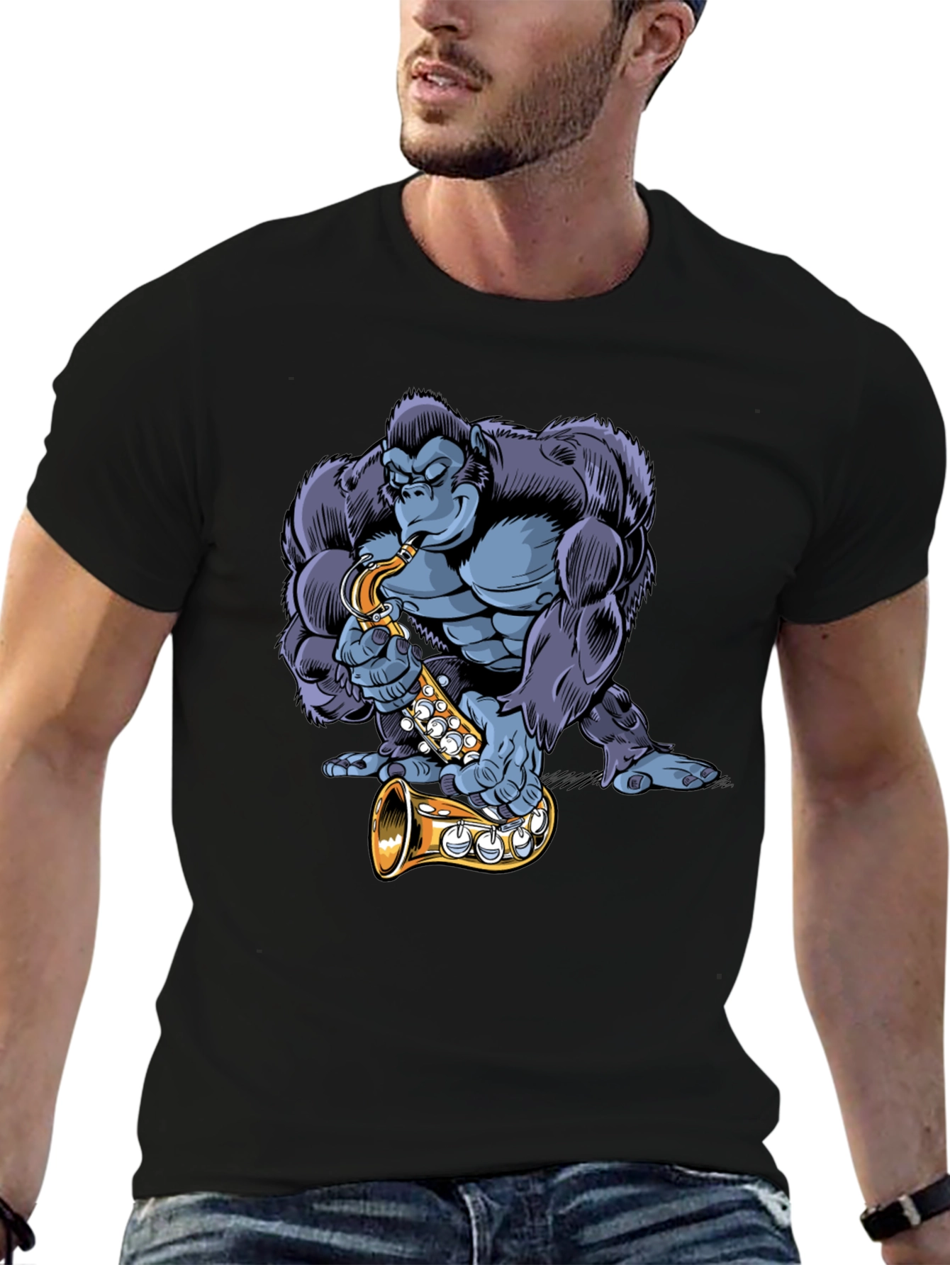 Gorilla Sax Player Graphic Tee