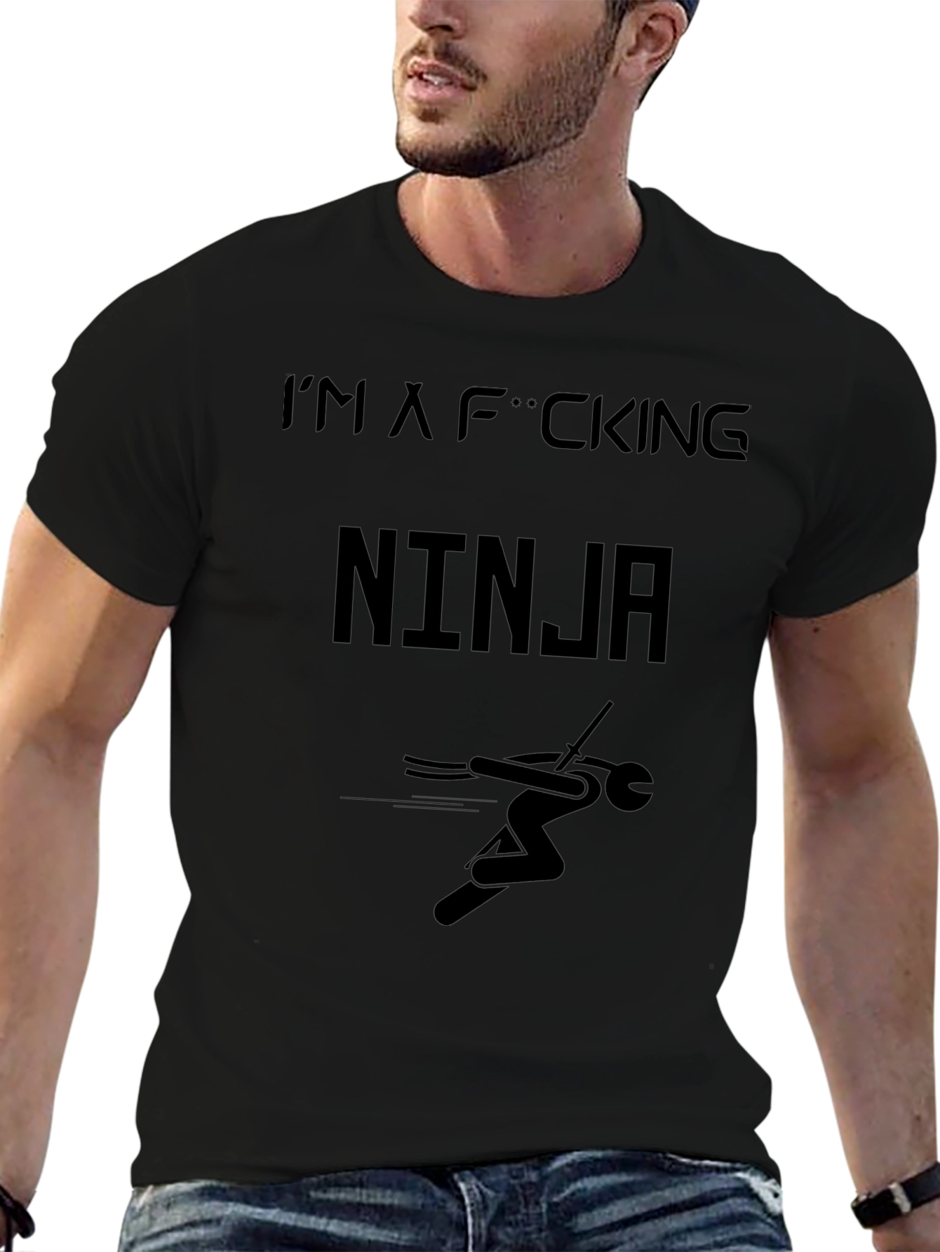 Im A Ninja Graphic Tee - Black Cotton T-Shirt
