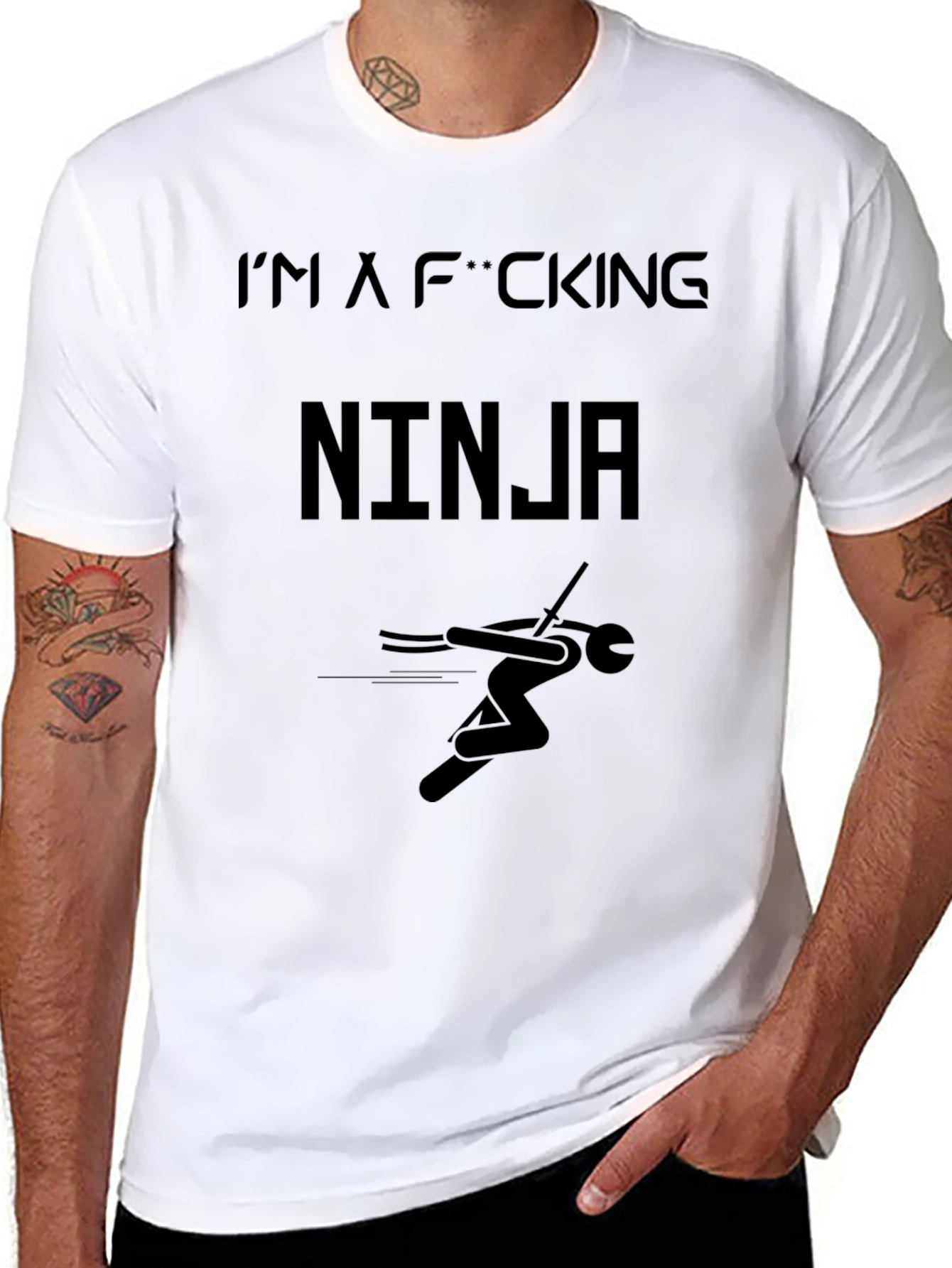 Im A Ninja Graphic Tee - Black Cotton T-Shirt
