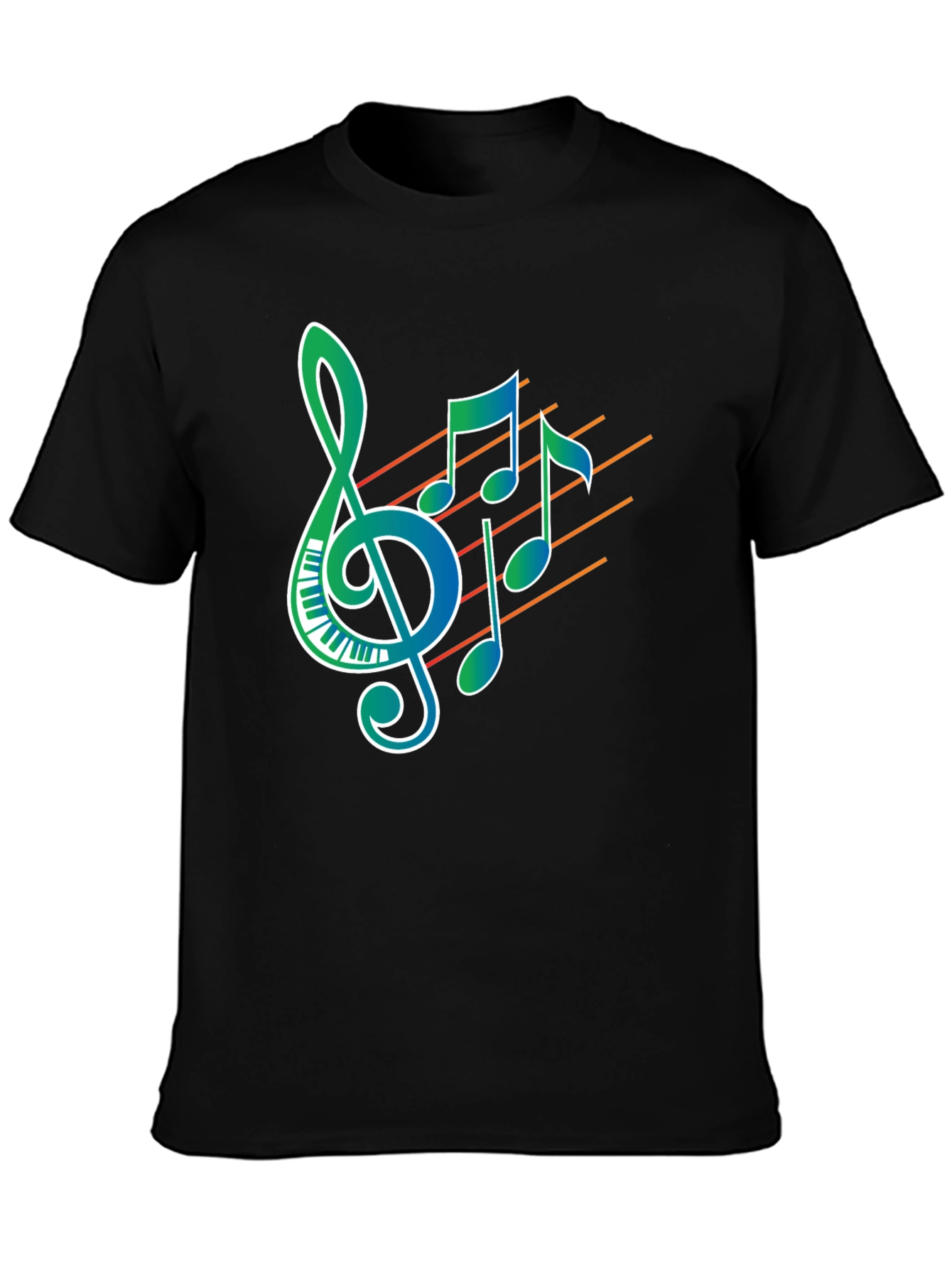Musical Notes Graphic Print Black T-Shirt