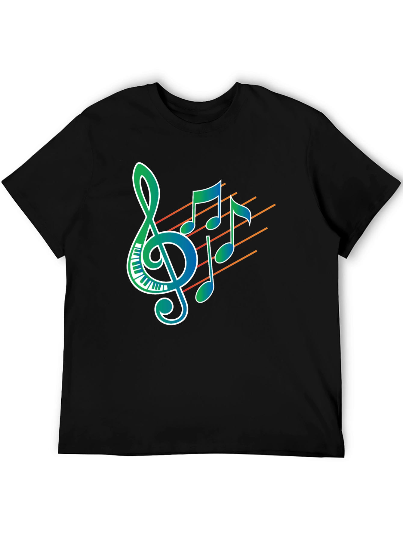 Musical Notes Graphic Print Black T-Shirt