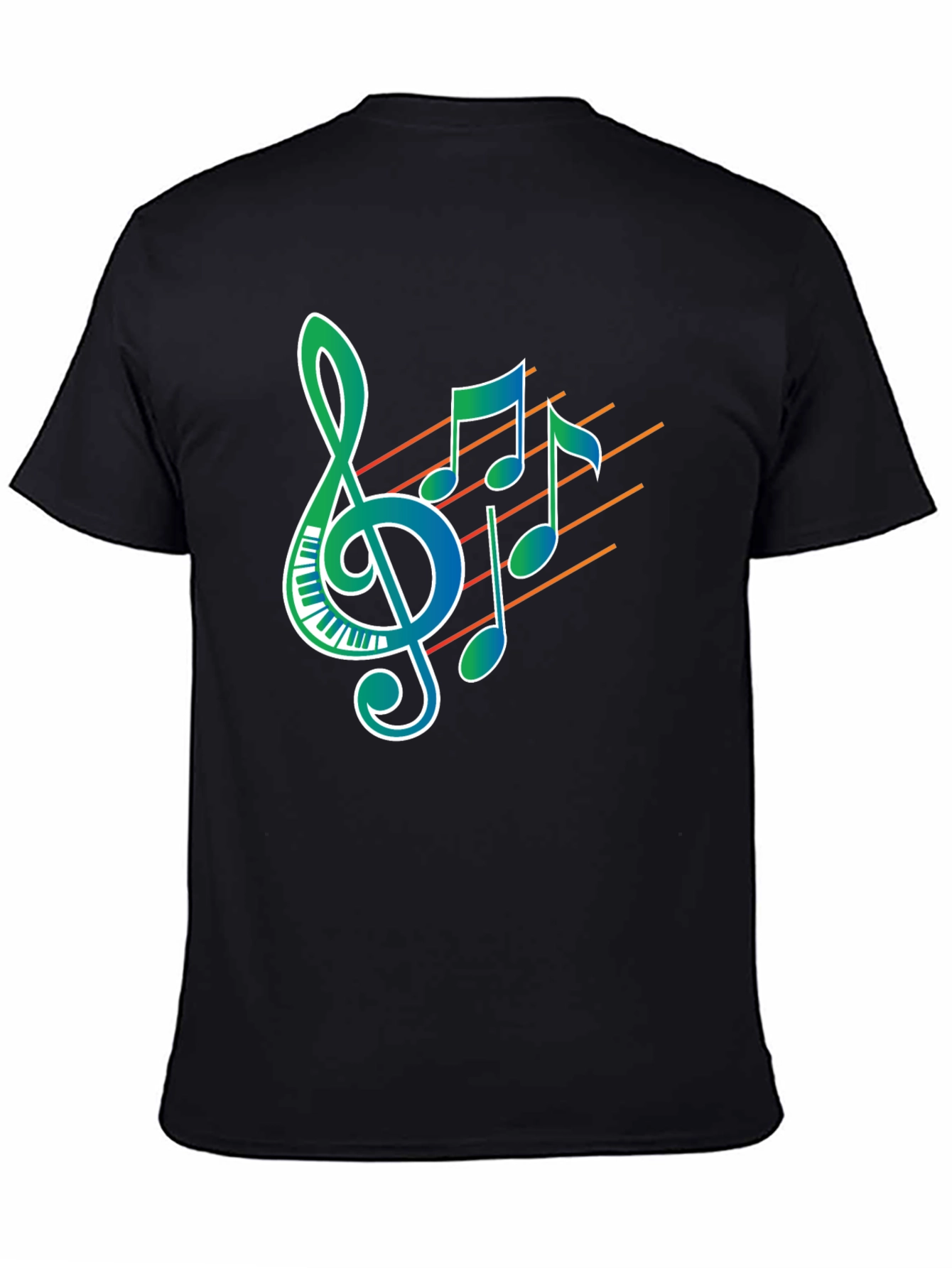 Musical Notes Graphic Print Black T-Shirt
