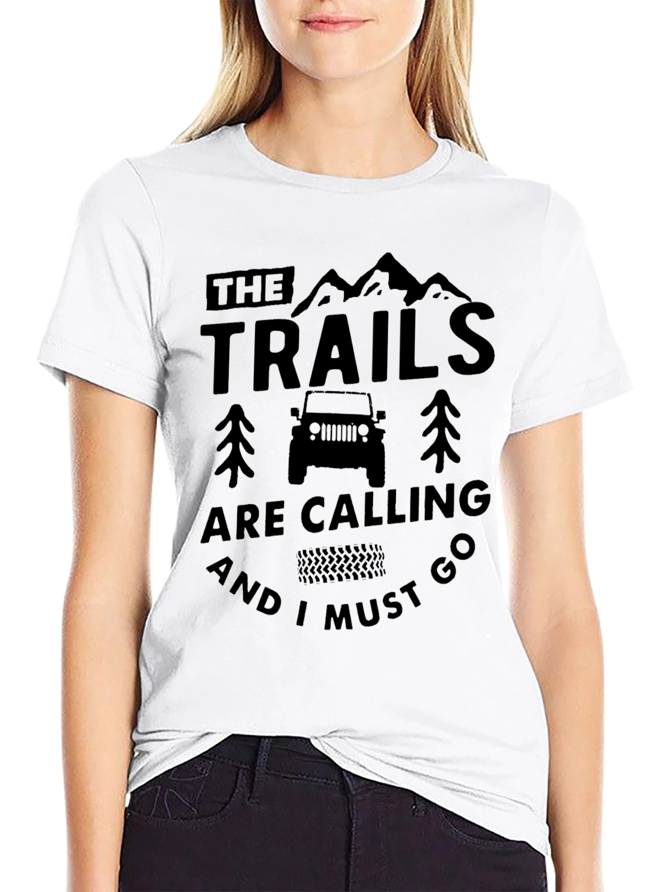 Trails are Calling Black Graphic Tee