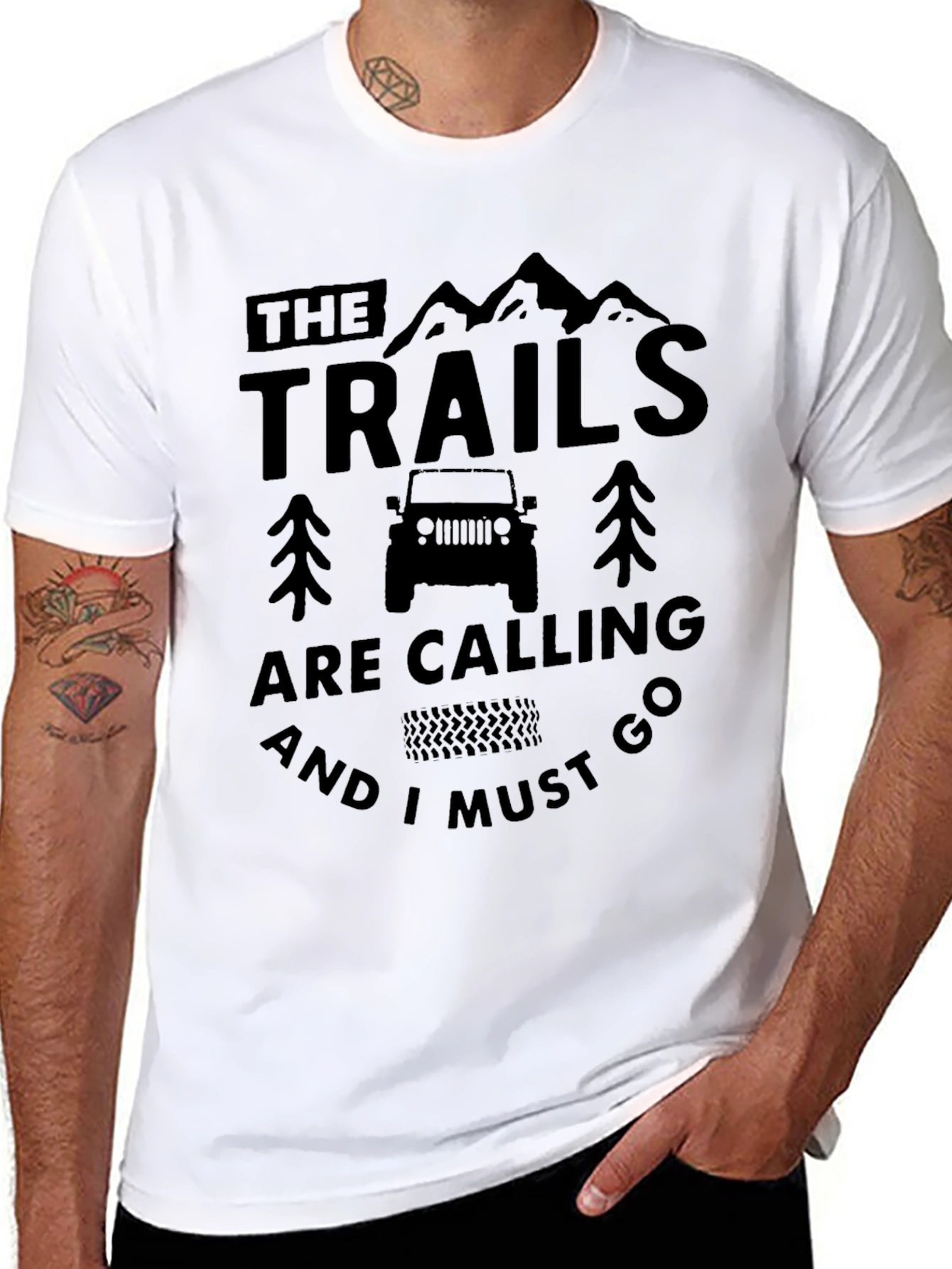 Trails are Calling Black Graphic Tee