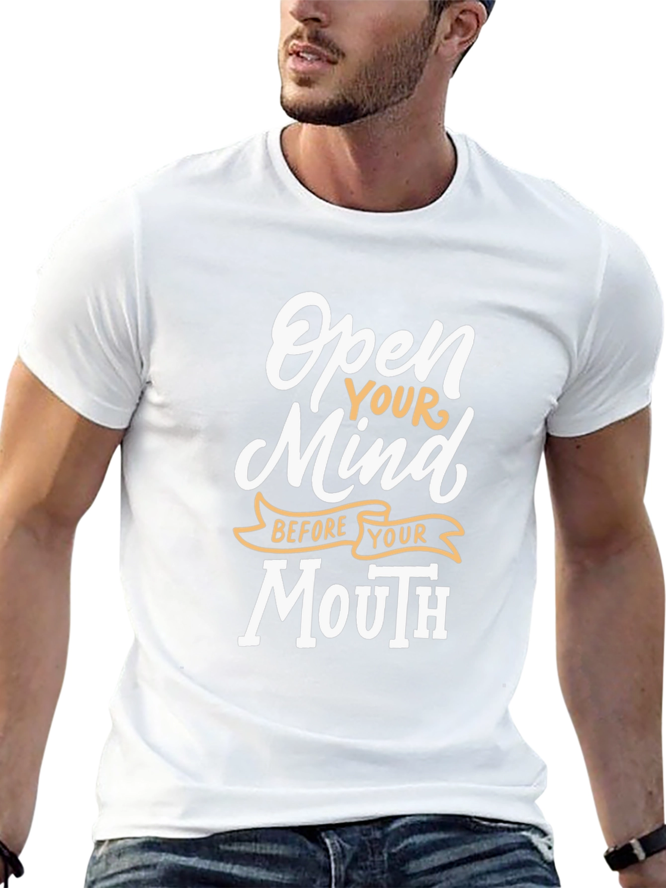 Open Mind Before Mouth Graphic T-Shirt - Black