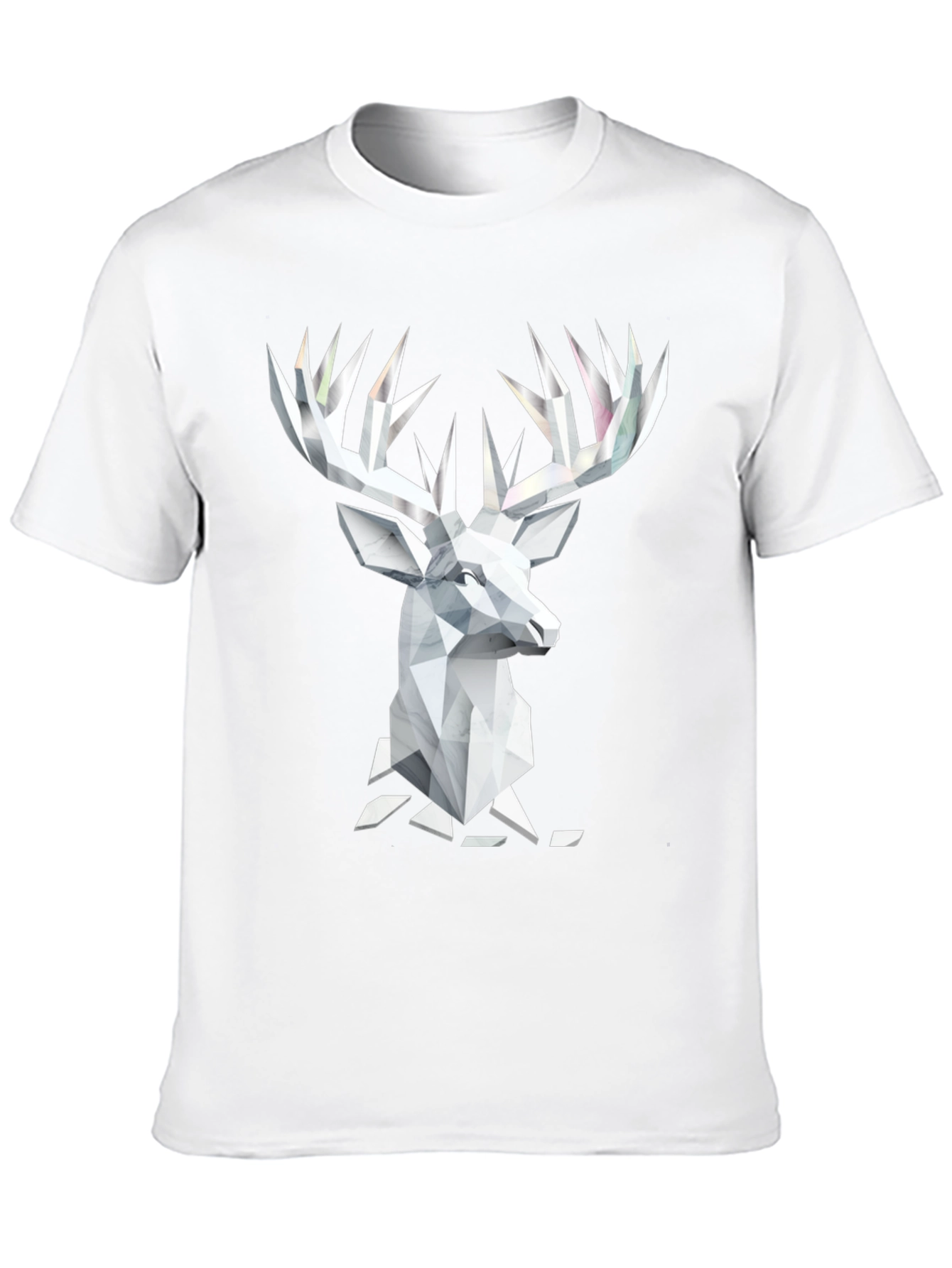 Geometric Deer Head Graphic Tee - Black