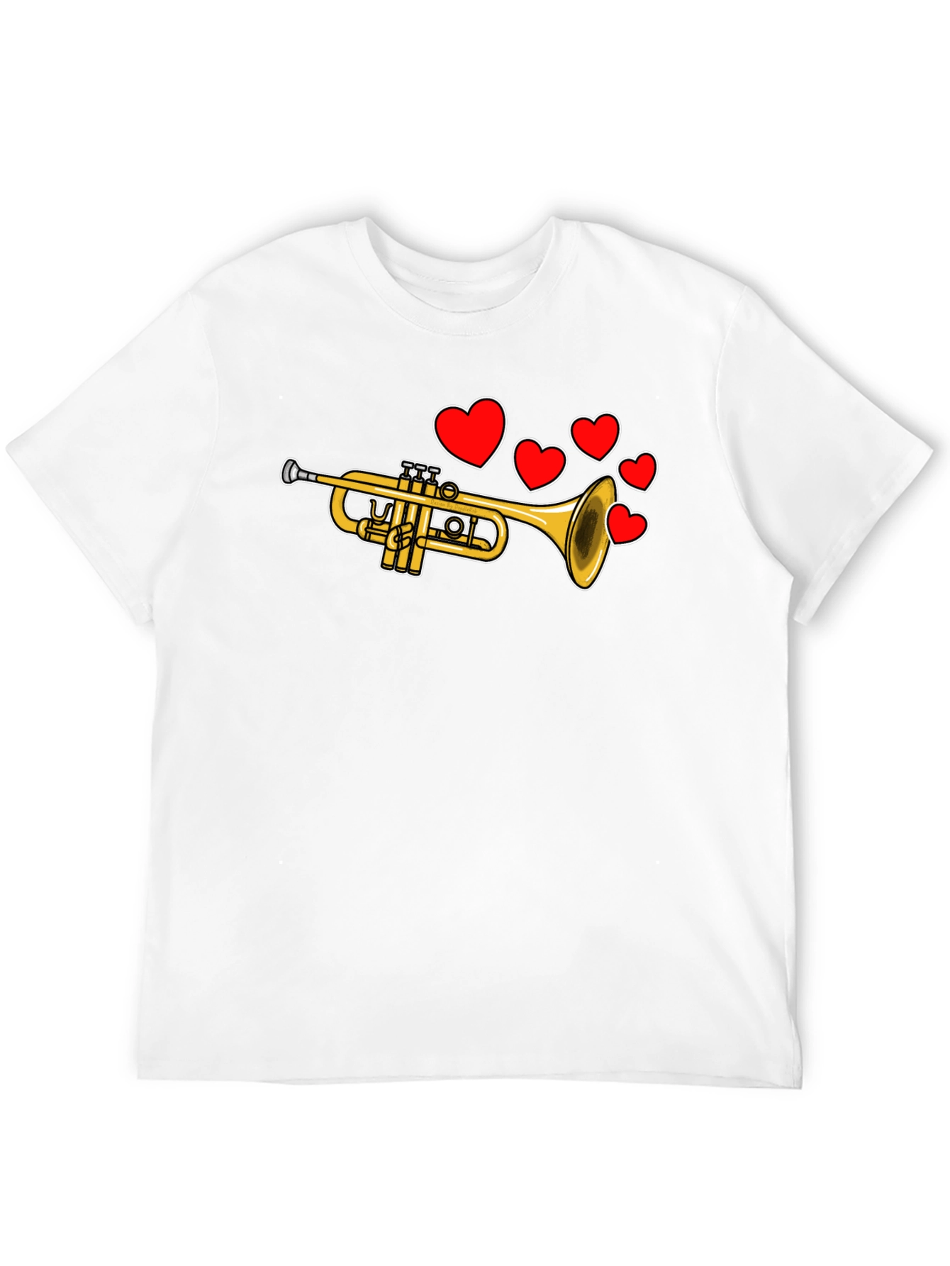 Trumpet with Hearts Black T-Shirt