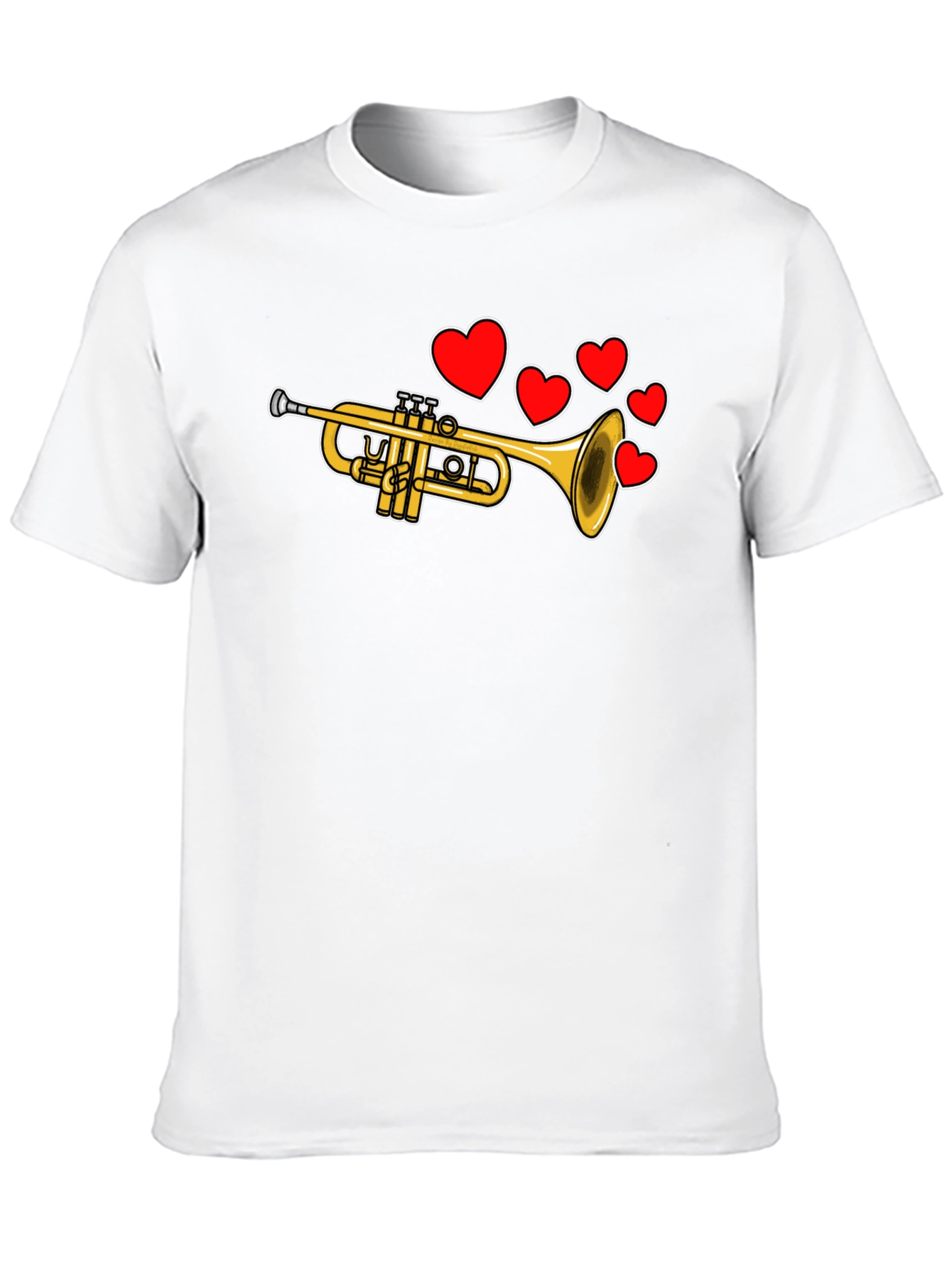 Trumpet with Hearts Black T-Shirt