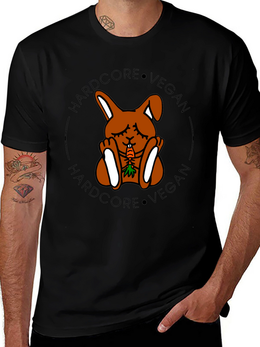 Hardcore Vegan Rabbit Tee - Unisex Black T-Shirt
