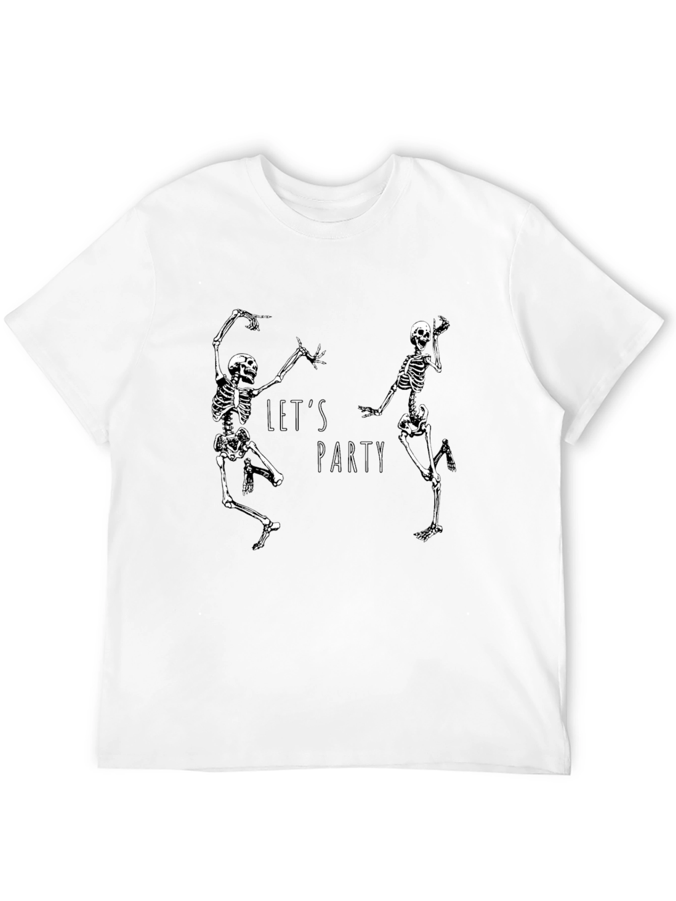 Dancing Skeleton Party Graphic Tee - Black Cotton T-Shirt