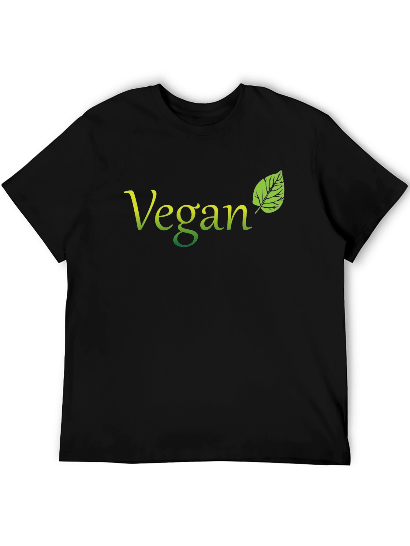 Vegan T-Shirt Black Leaf Graphic