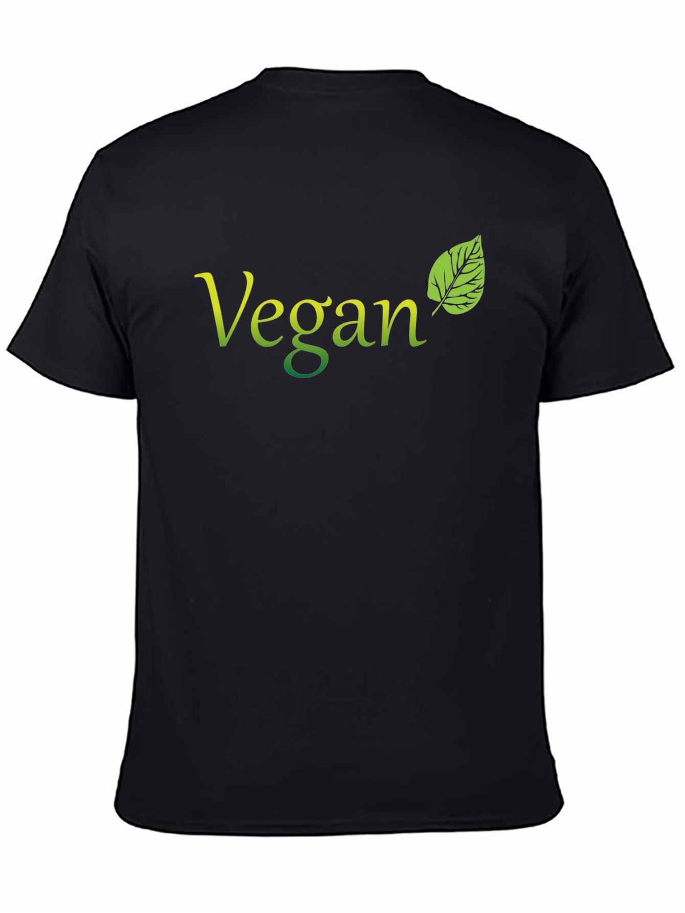 Vegan T-Shirt Black Leaf Graphic