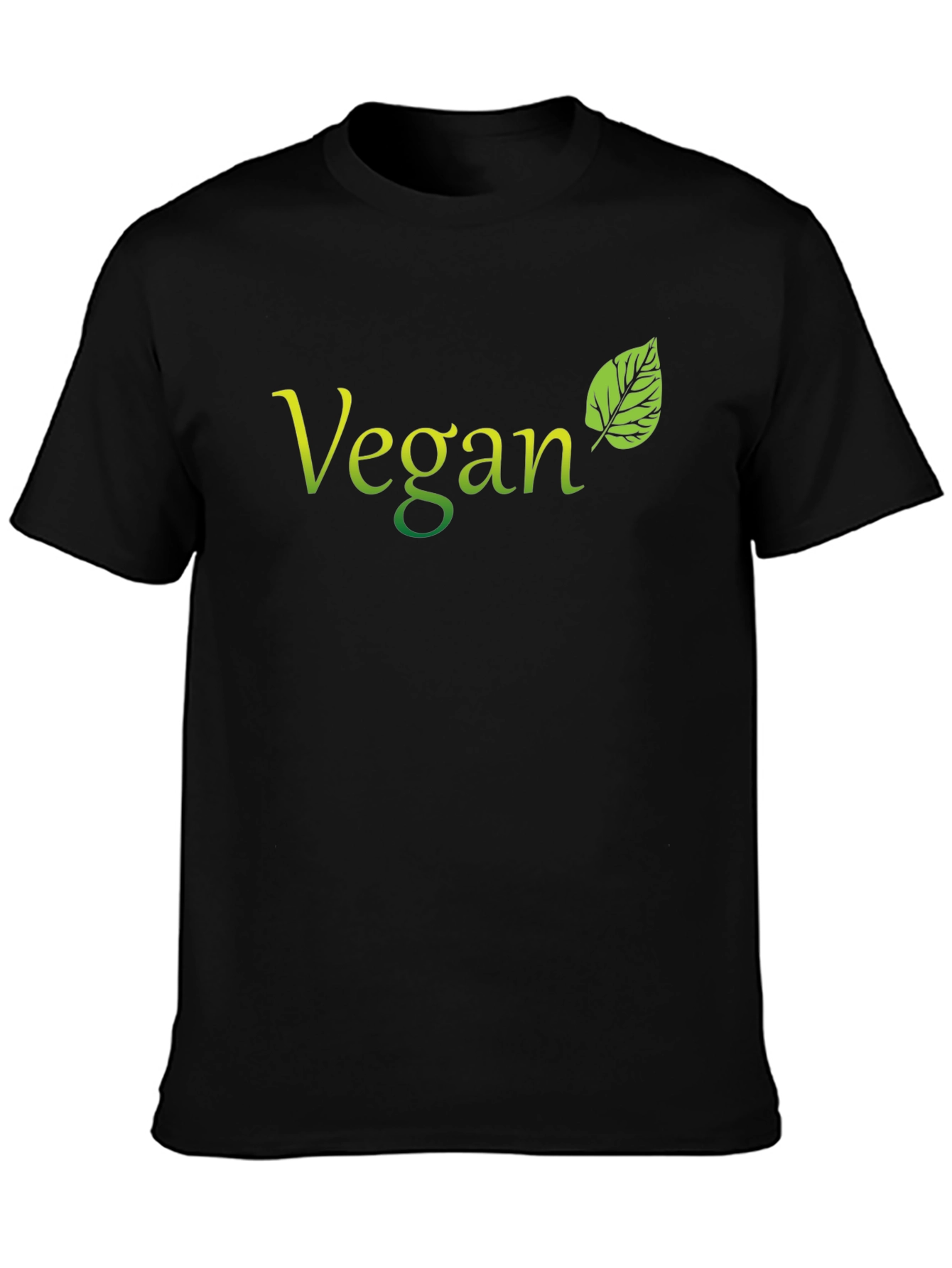 Vegan T-Shirt Black Leaf Graphic