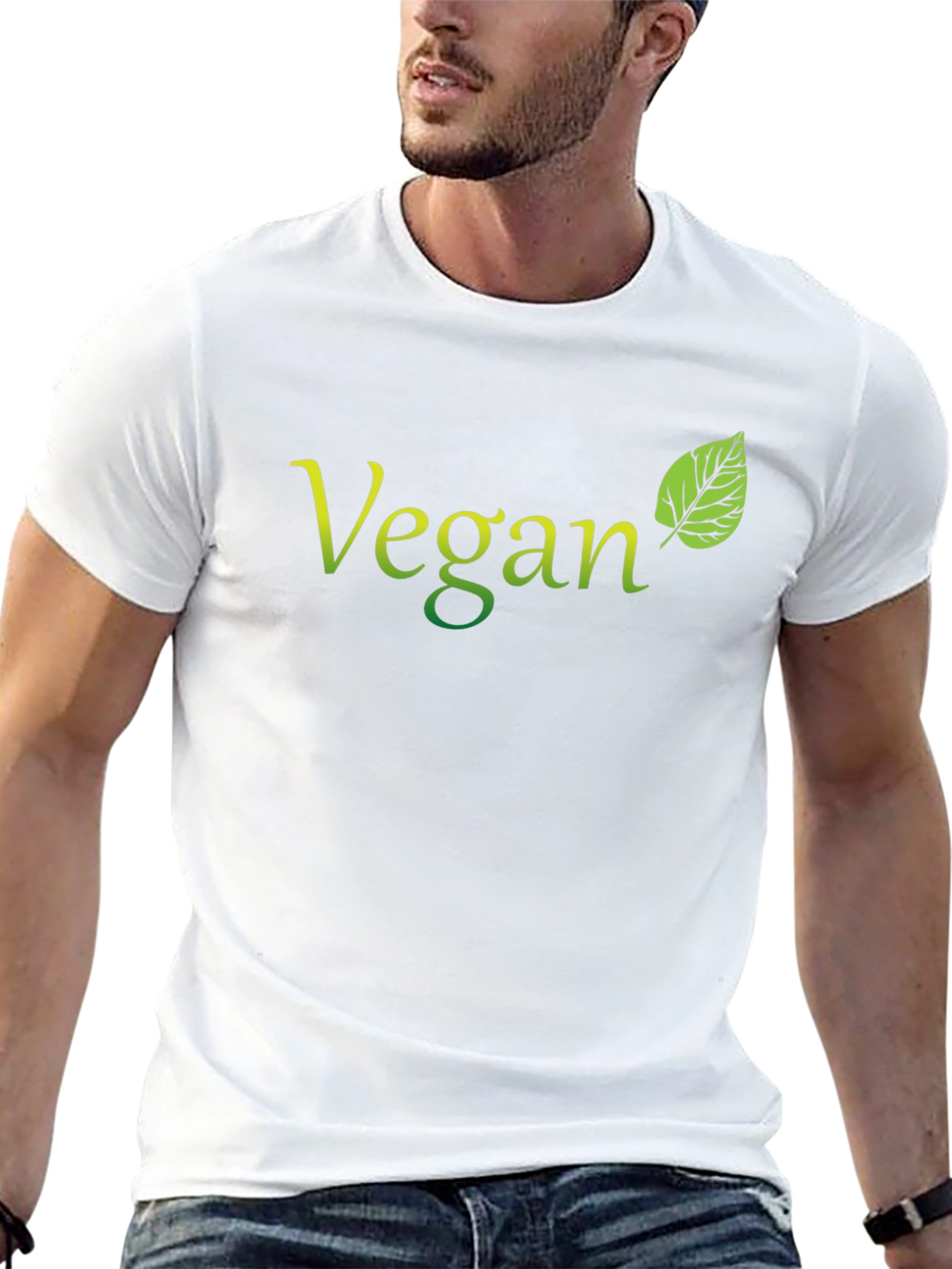 Vegan T-Shirt Black Leaf Graphic