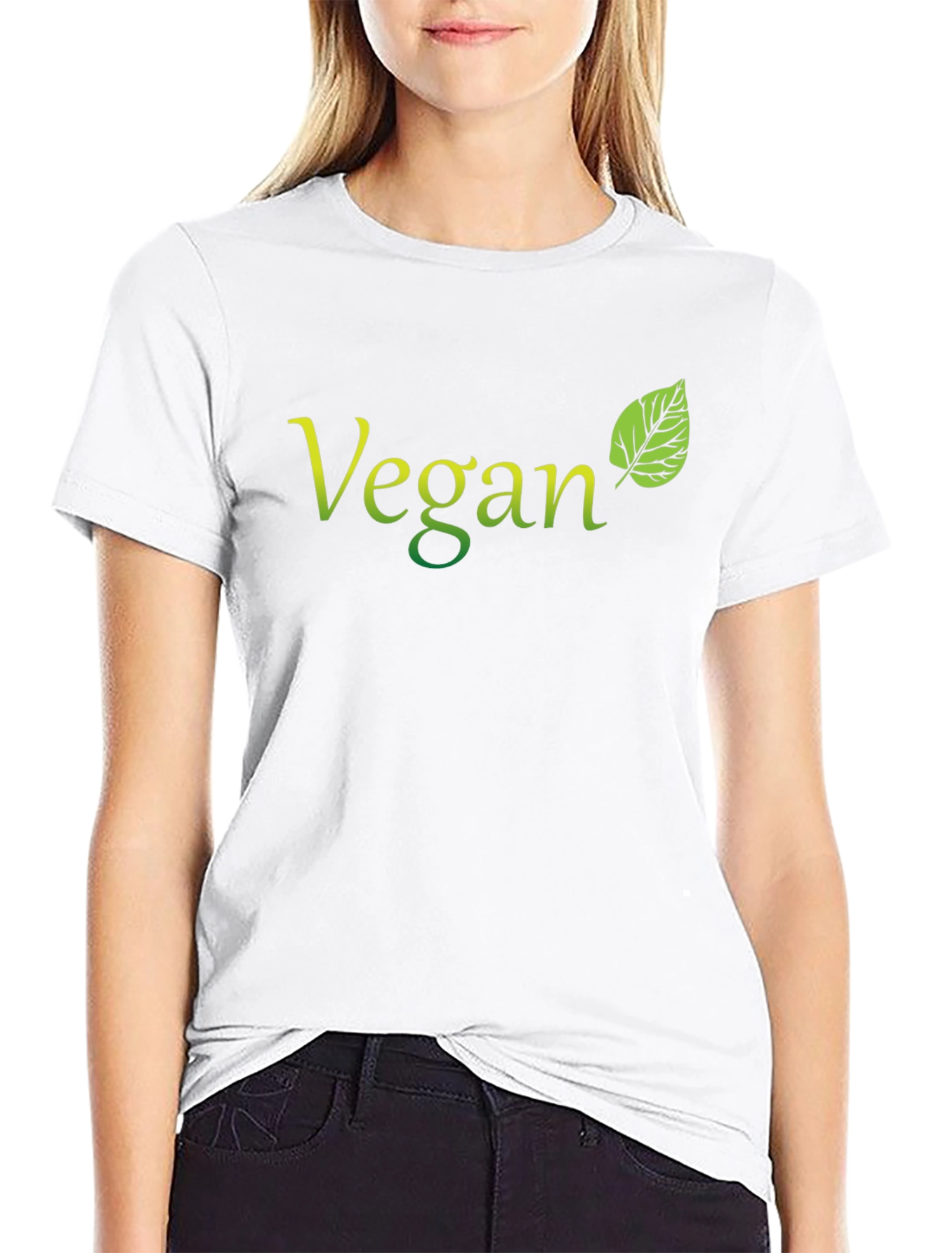 Vegan T-Shirt Black Leaf Graphic